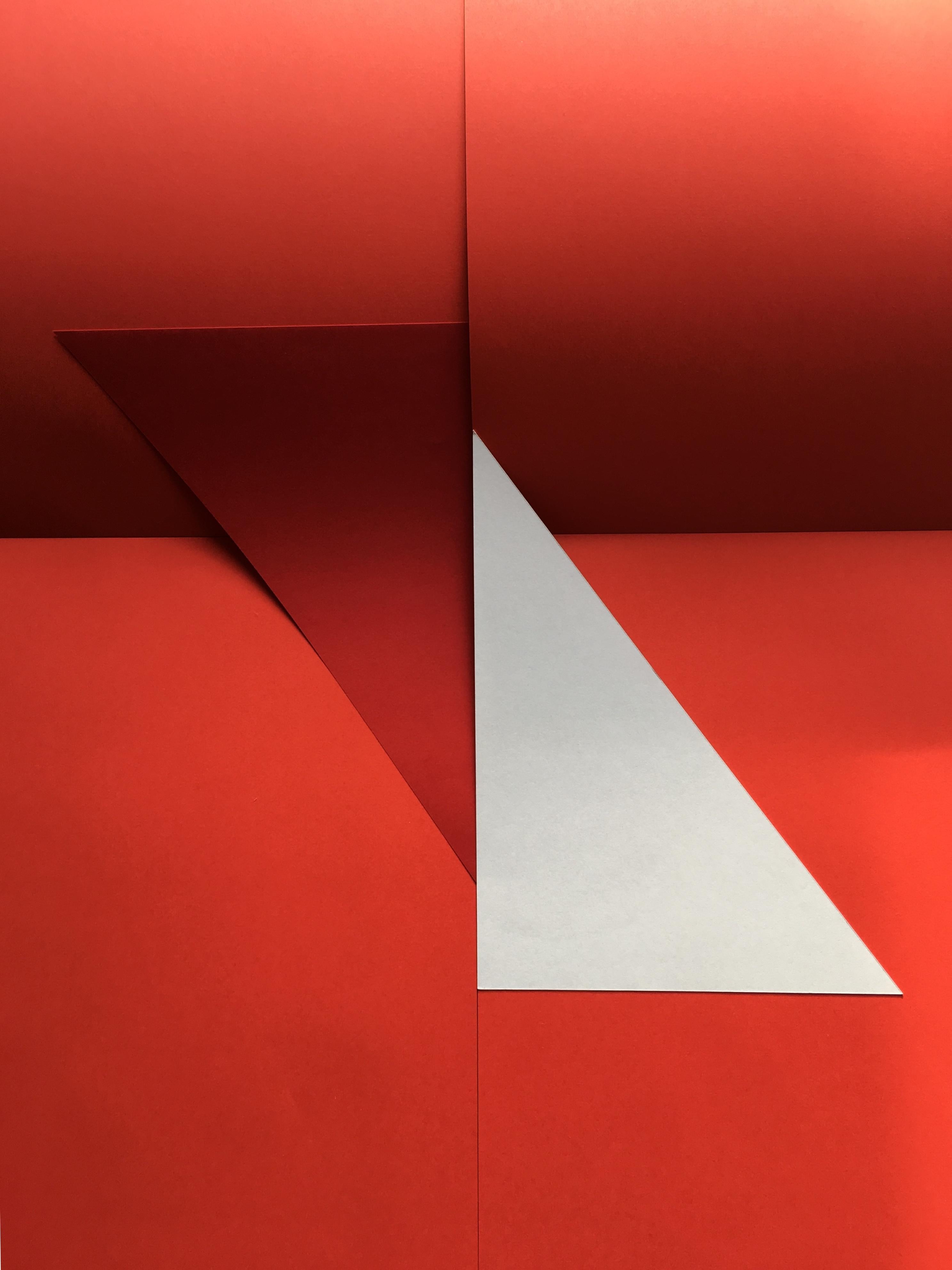 Abstraction, geometry, red, white, Signals#6
