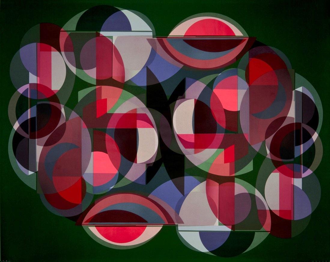 Richard Caldicott Color Photograph - Green, abstract, circle, red, geometry