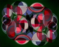 Green, abstract, circle, red, geometry