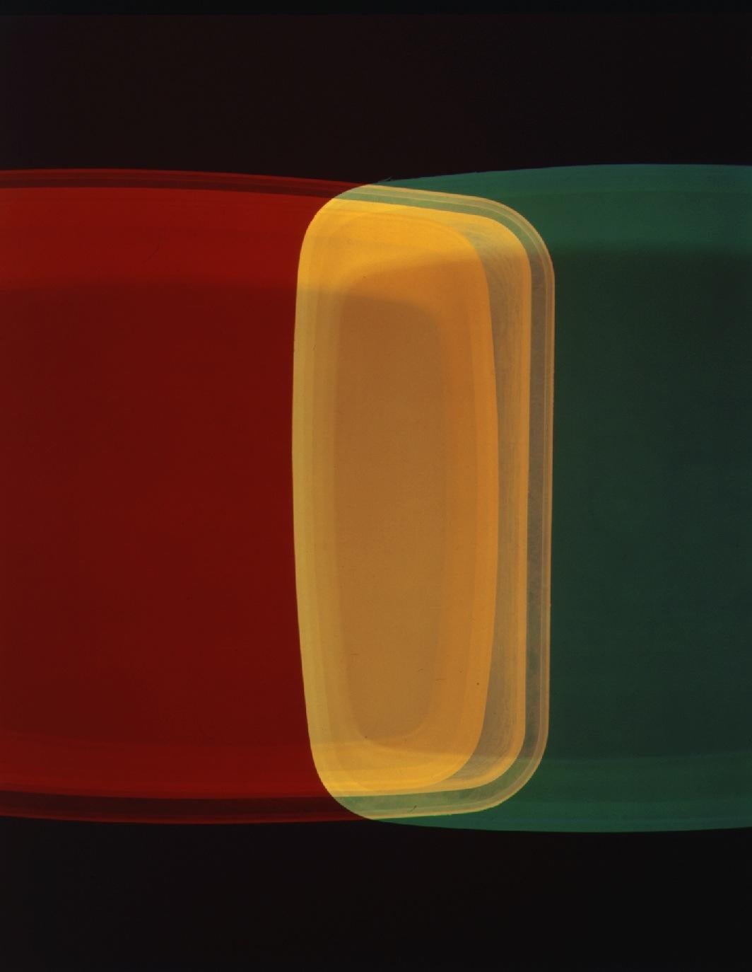 Richard Caldicott Abstract Photograph - Tupperware, yellow, Green, Red abstraction, photography