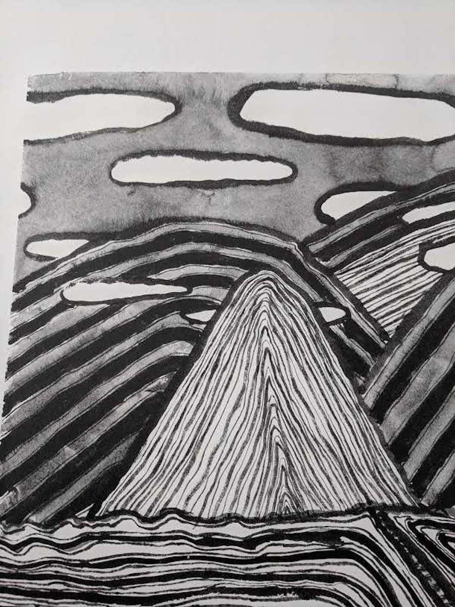 Work on Paper -- Landscape - Gray Landscape Print by Richard Callner