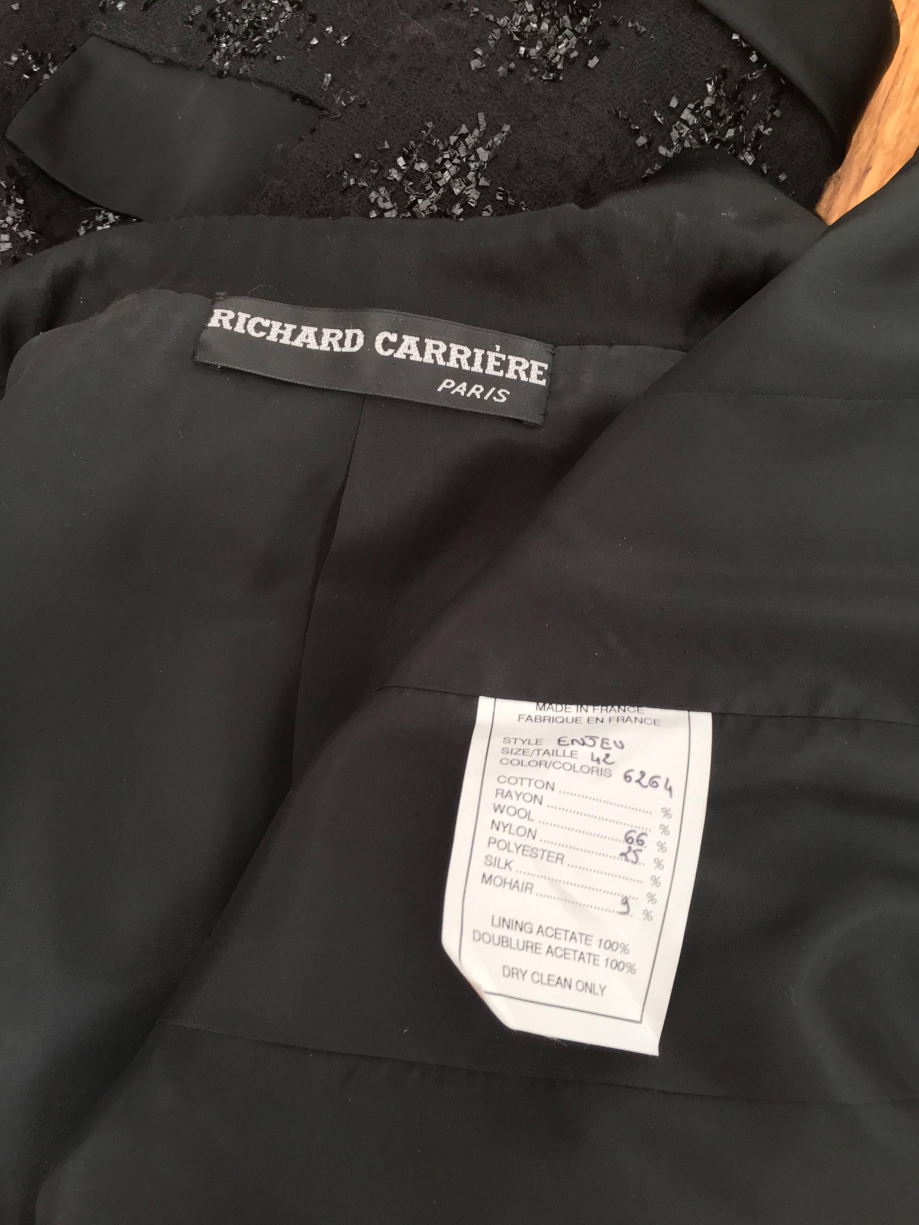 Richard Carriere Paris 1980s Black Mohair Tuxedo Jacket Size 6.  For Sale 7