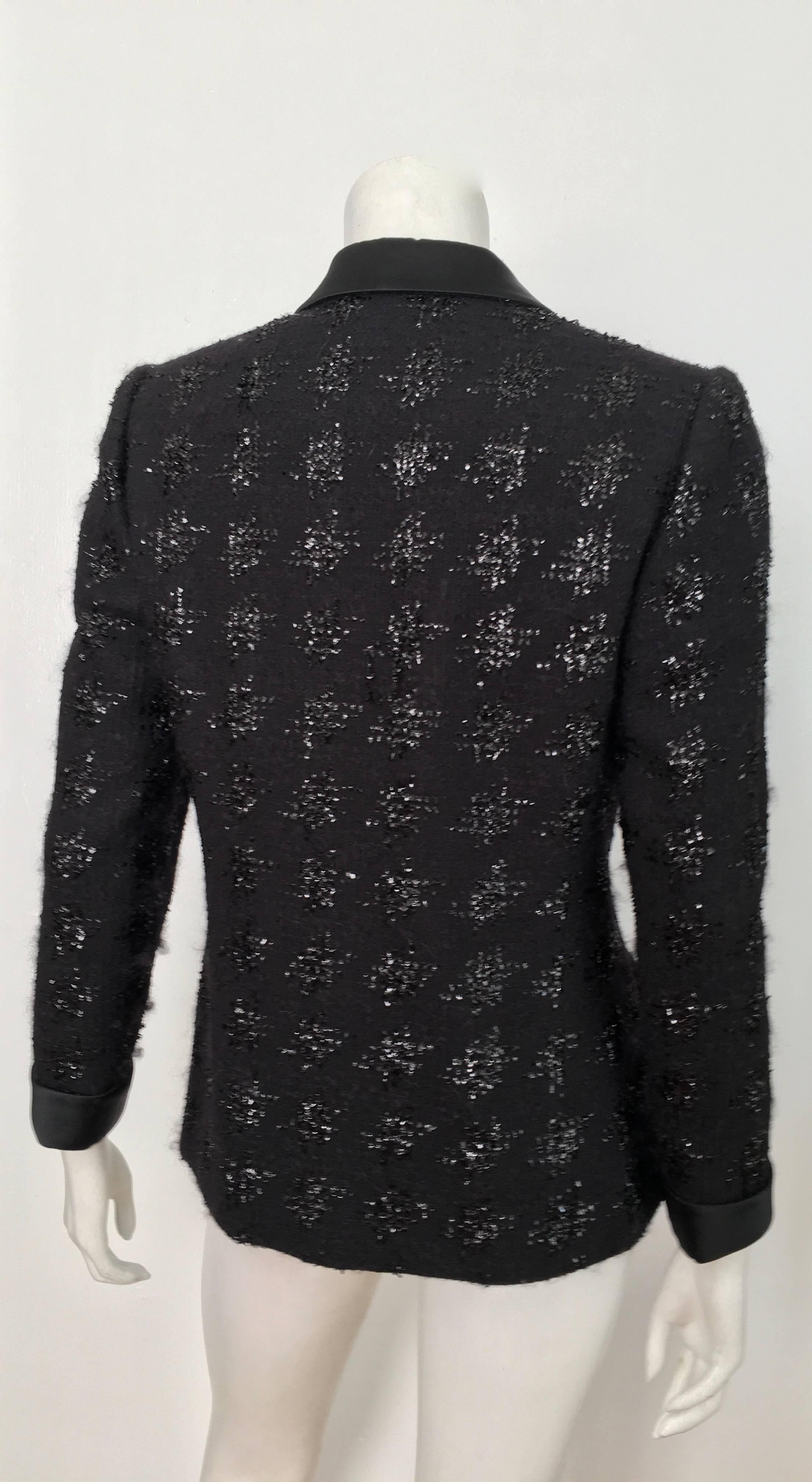 Richard Carriere Paris 1980s Black Mohair Tuxedo Jacket Size 6.  For Sale 2