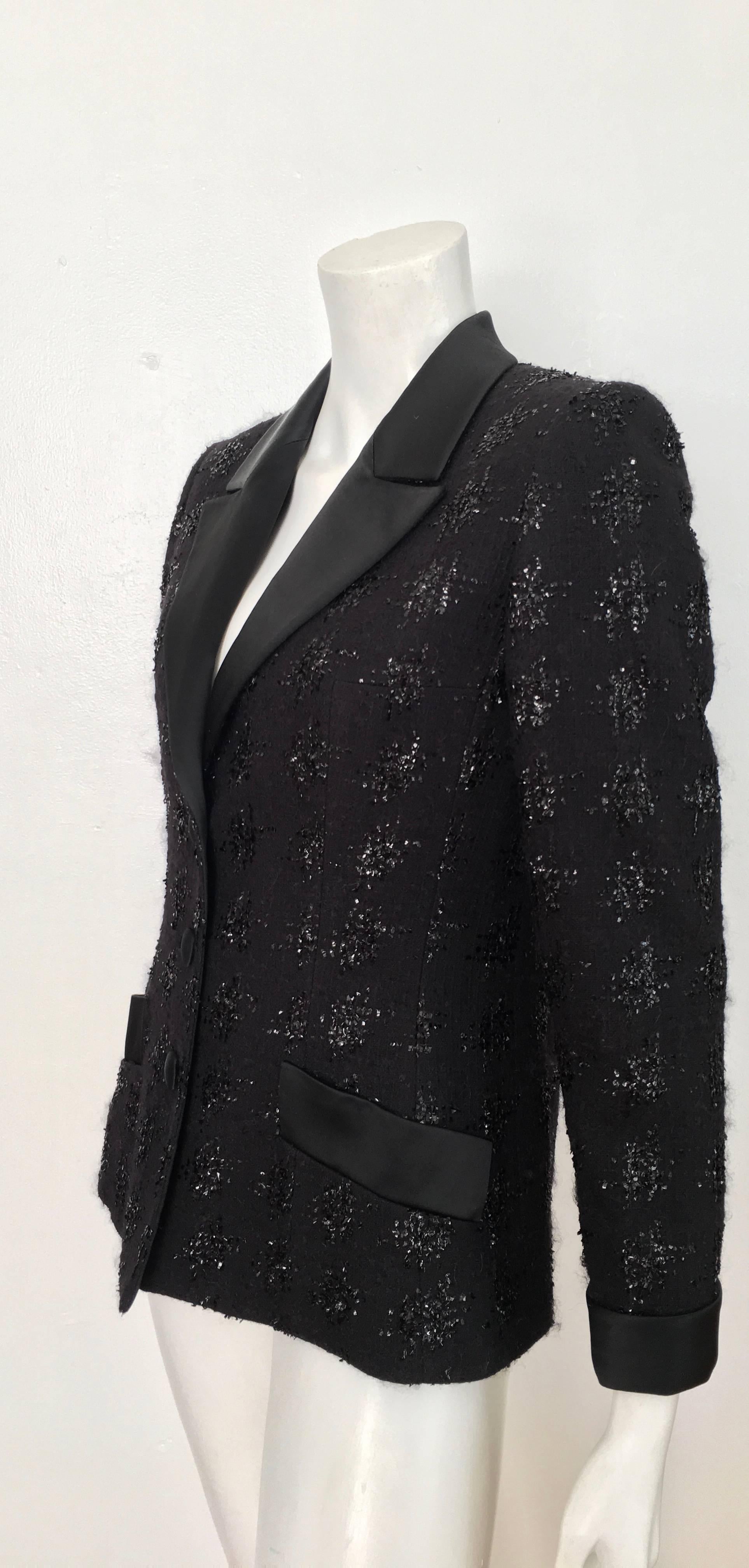 Richard Carriere Paris 1980s Black Mohair Tuxedo Jacket Size 6.  For Sale 4