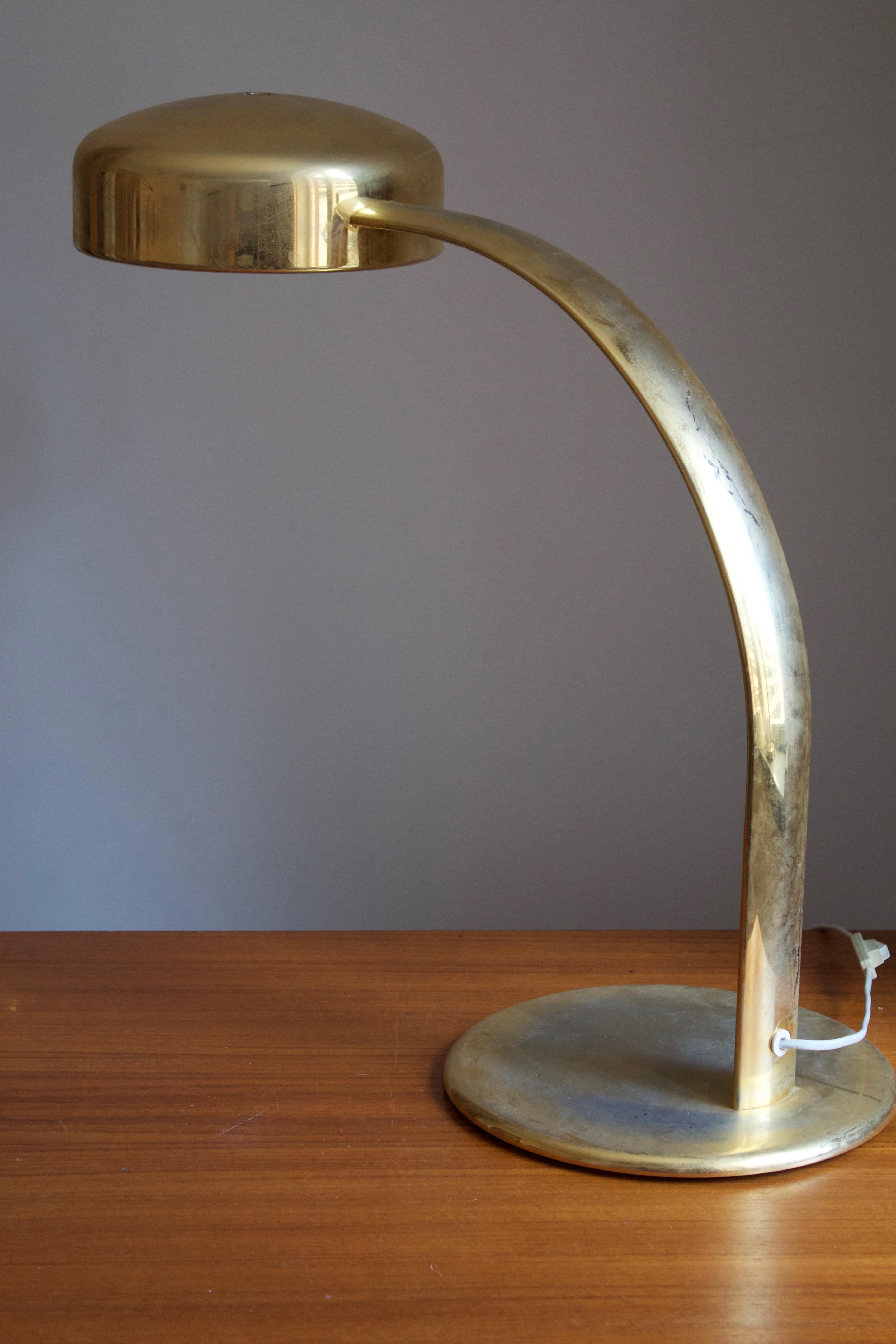 Swedish Richard Carruthers, Sizable Table Lamp, Brass, Ateljé Lyktan, Sweden, 1960s