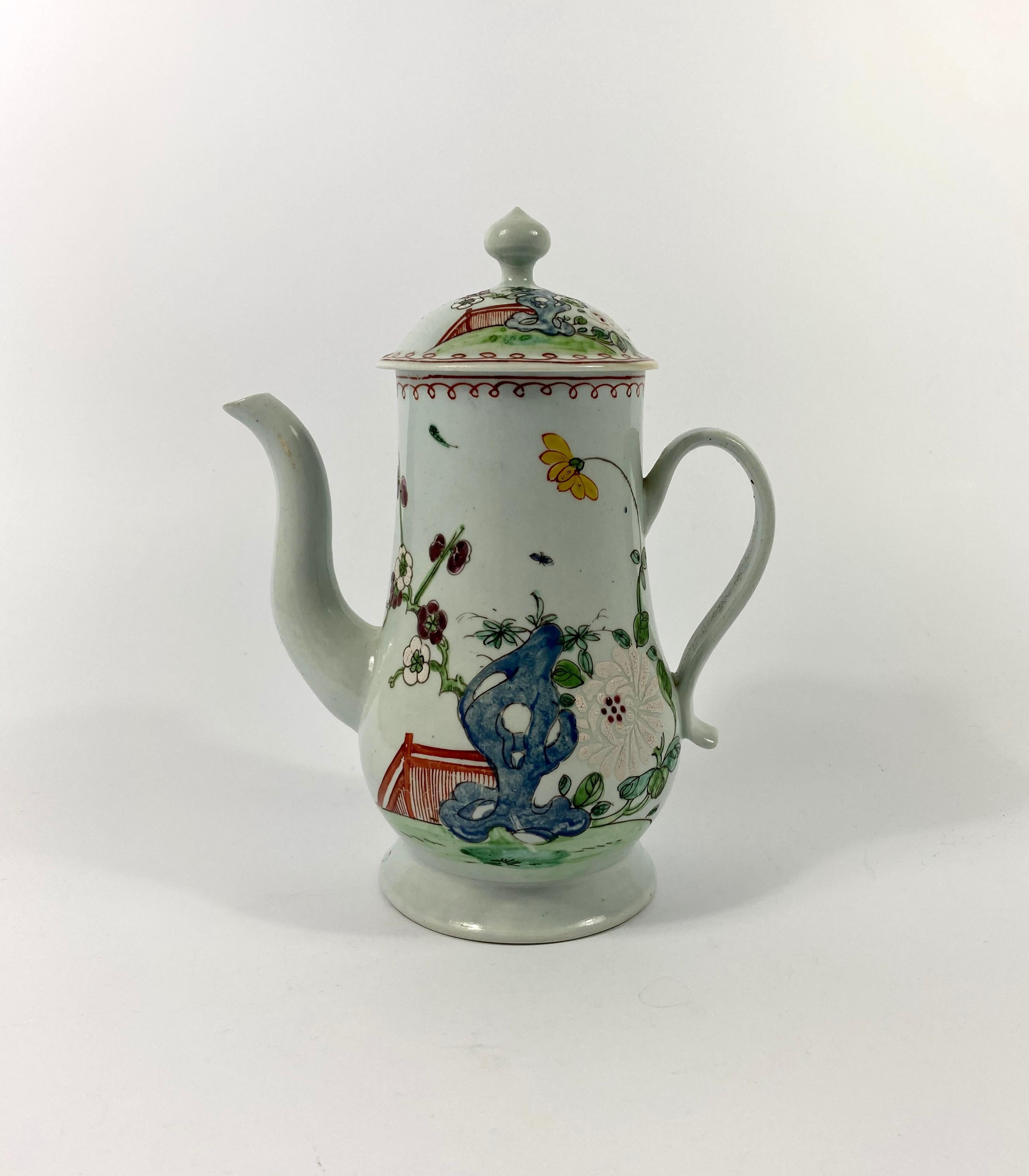 Georgian Richard Chaffers, Liverpool Porcelain Coffee Pot, circa 1758