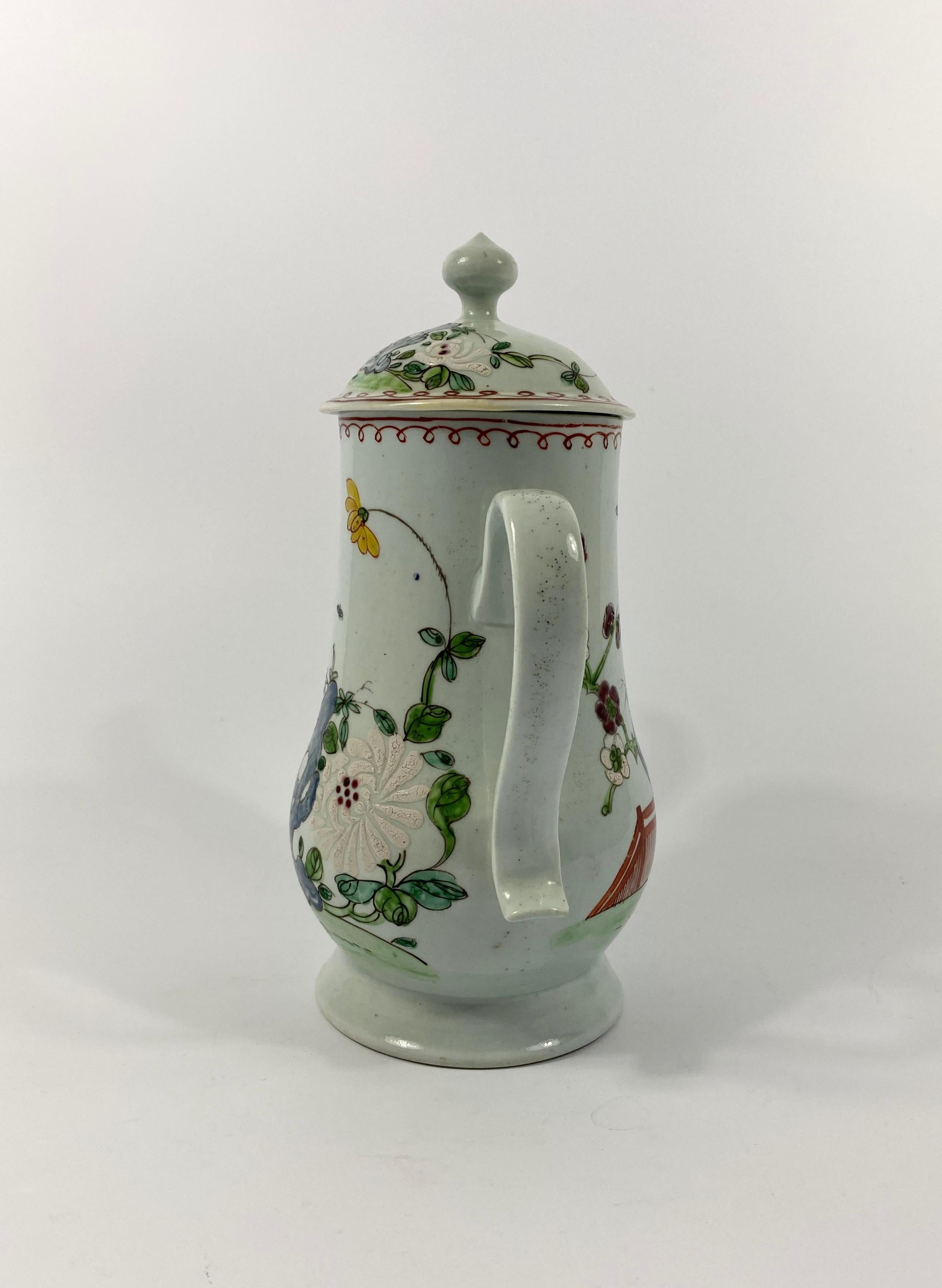 Fired Richard Chaffers, Liverpool Porcelain Coffee Pot, circa 1758