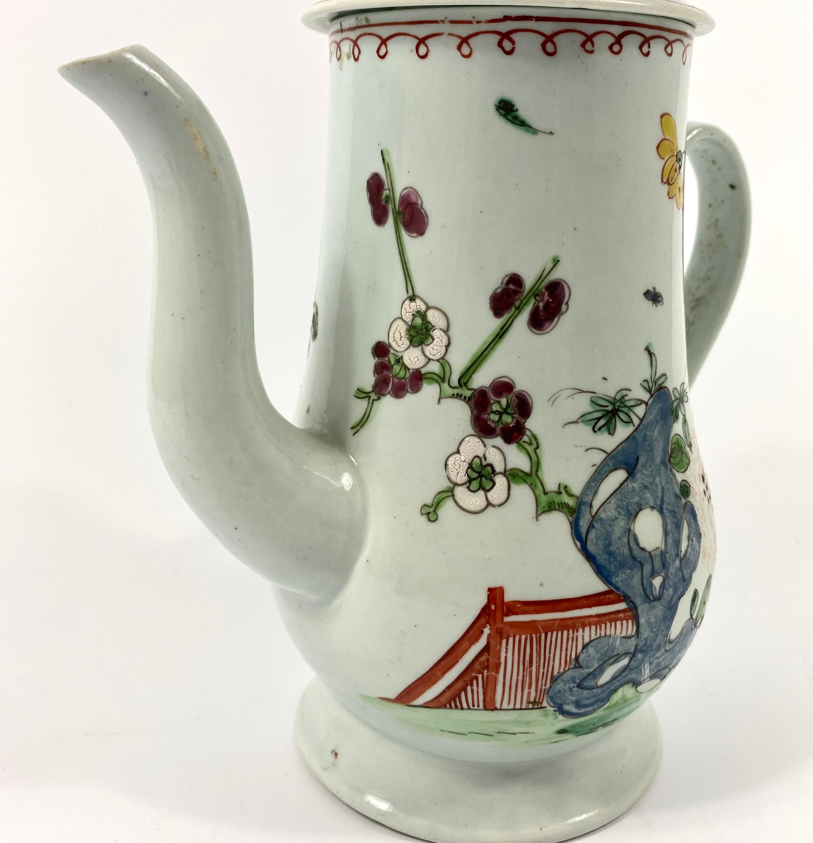 Mid-18th Century Richard Chaffers, Liverpool Porcelain Coffee Pot, circa 1758
