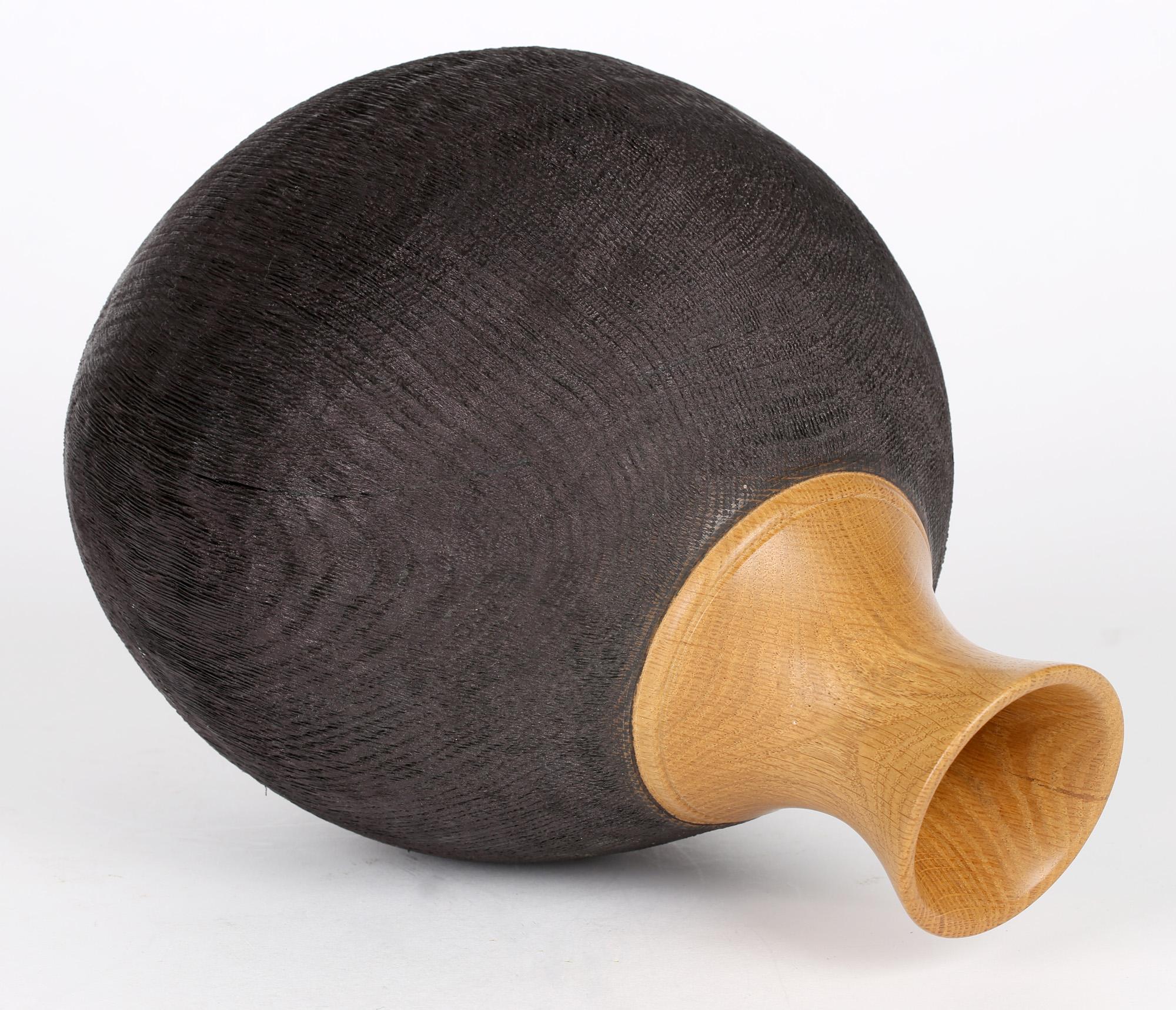 Richard Chapman English Hand Turned And Stained Oak Wood Vase For Sale 7
