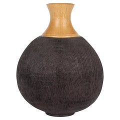 Richard Chapman English Hand Turned And Stained Oak Wood Vase