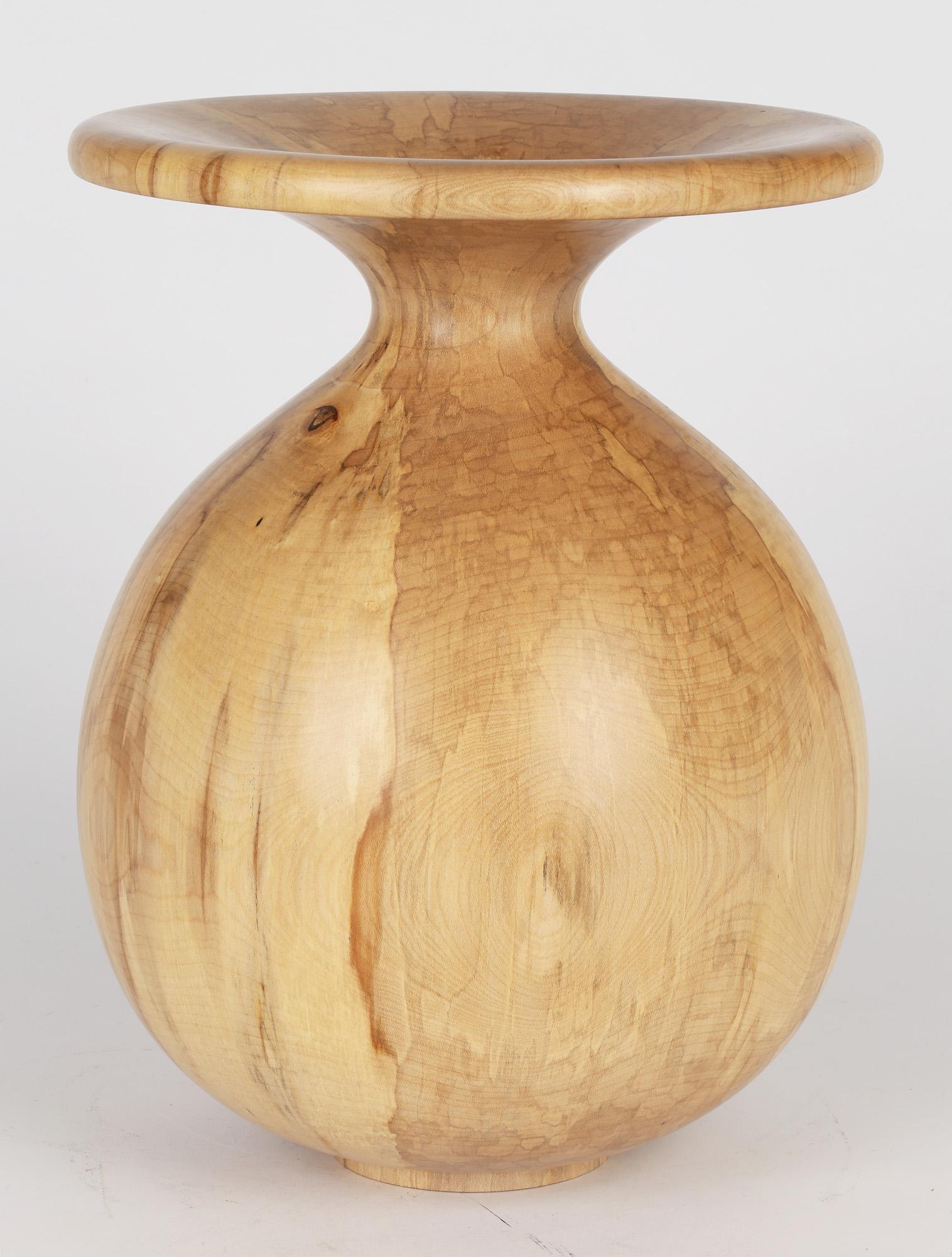 Richard Chapman English Large Hand Turned Spalted Sycamore Vase For Sale 4