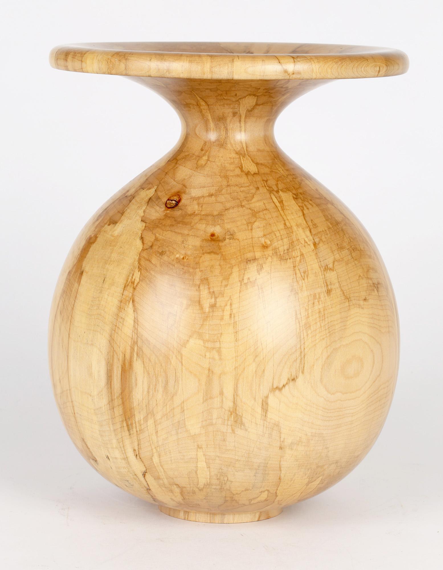 Richard Chapman English Large Hand Turned Spalted Sycamore Vase For Sale 8