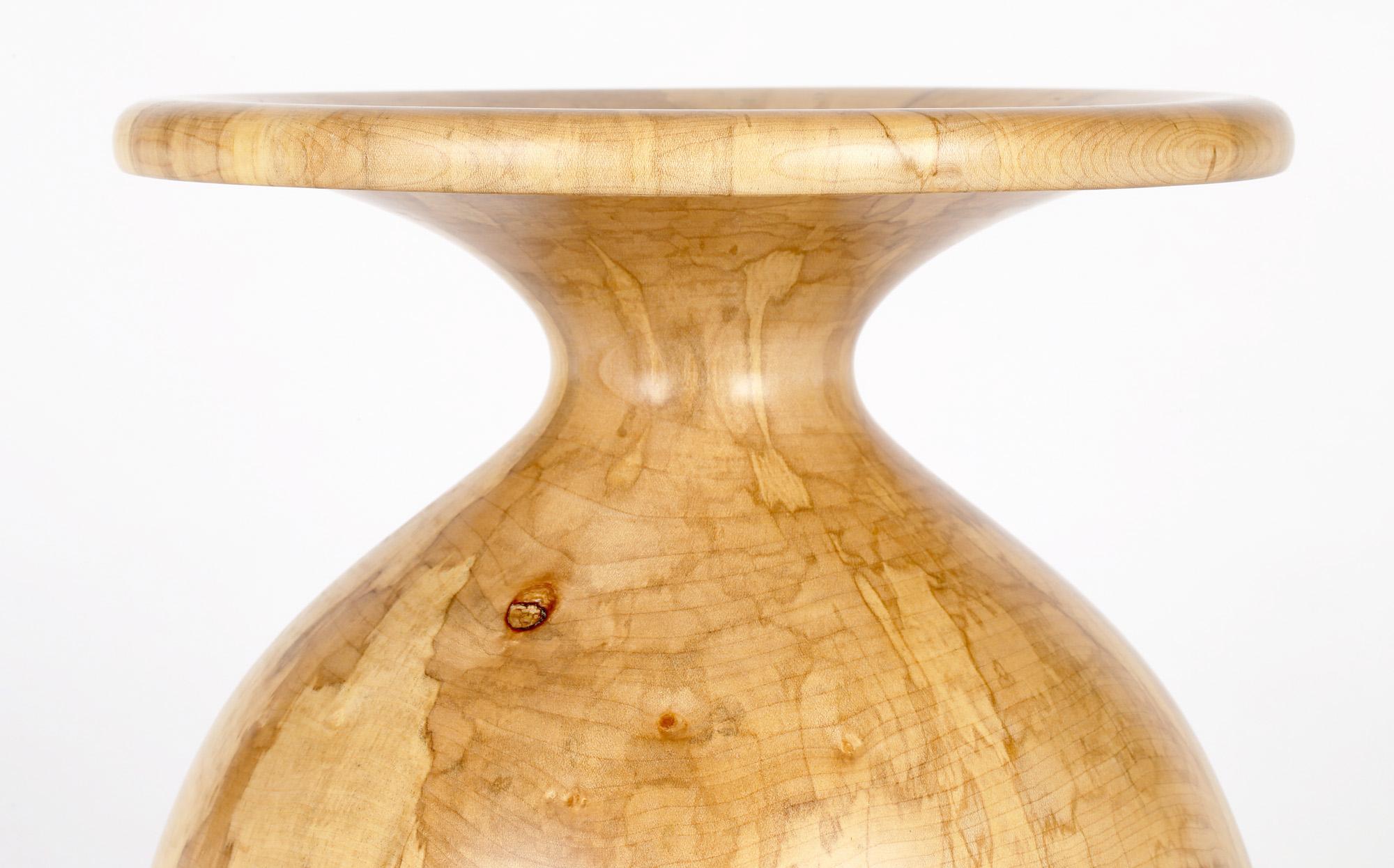 Richard Chapman English Large Hand Turned Spalted Sycamore Vase For Sale 9
