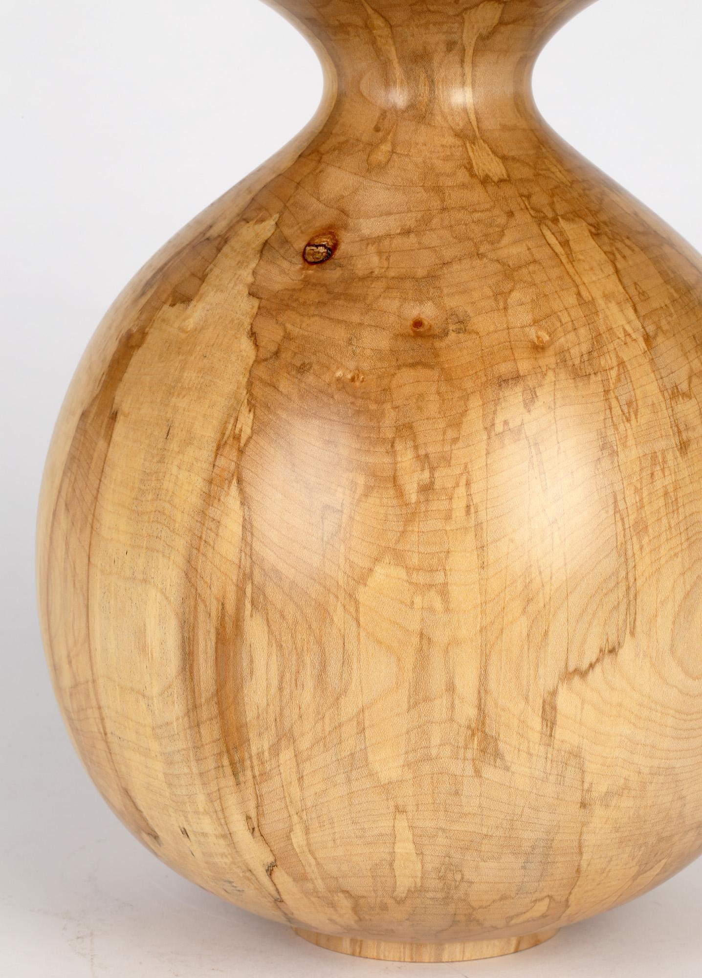 Richard Chapman English Large Hand Turned Spalted Sycamore Vase For Sale 10