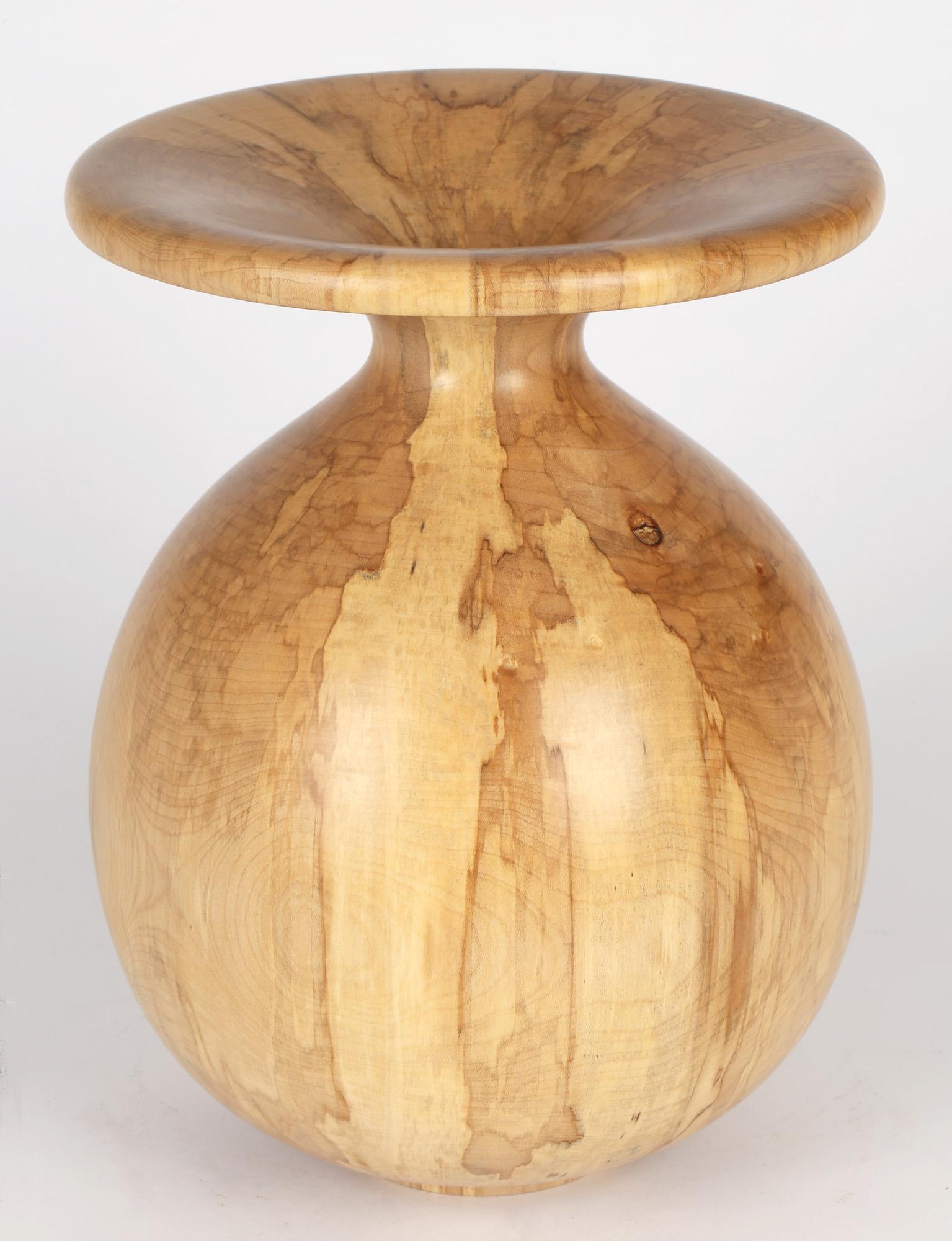 Richard Chapman English Large Hand Turned Spalted Sycamore Vase For Sale 11