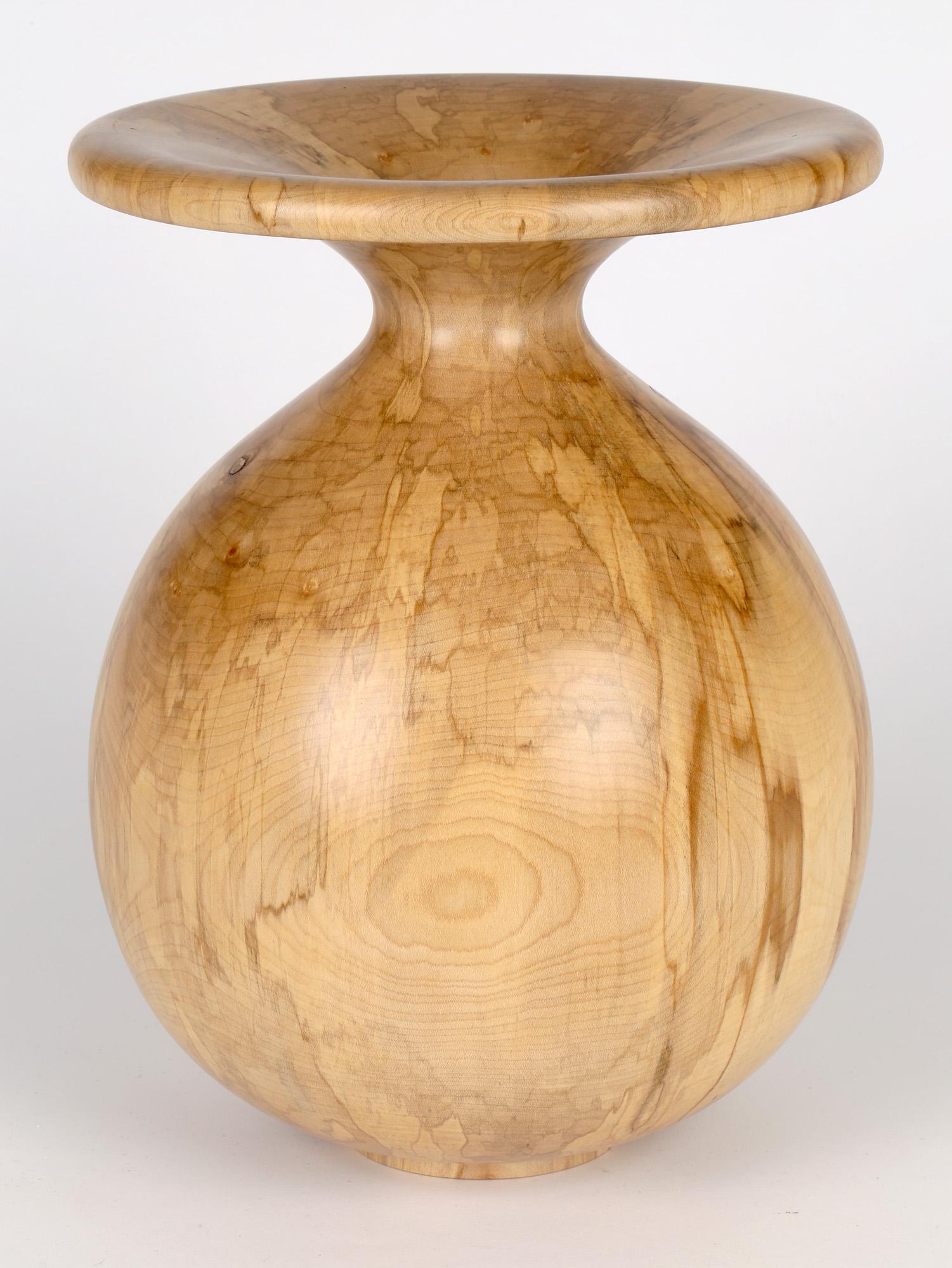 Modern Richard Chapman English Large Hand Turned Spalted Sycamore Vase For Sale