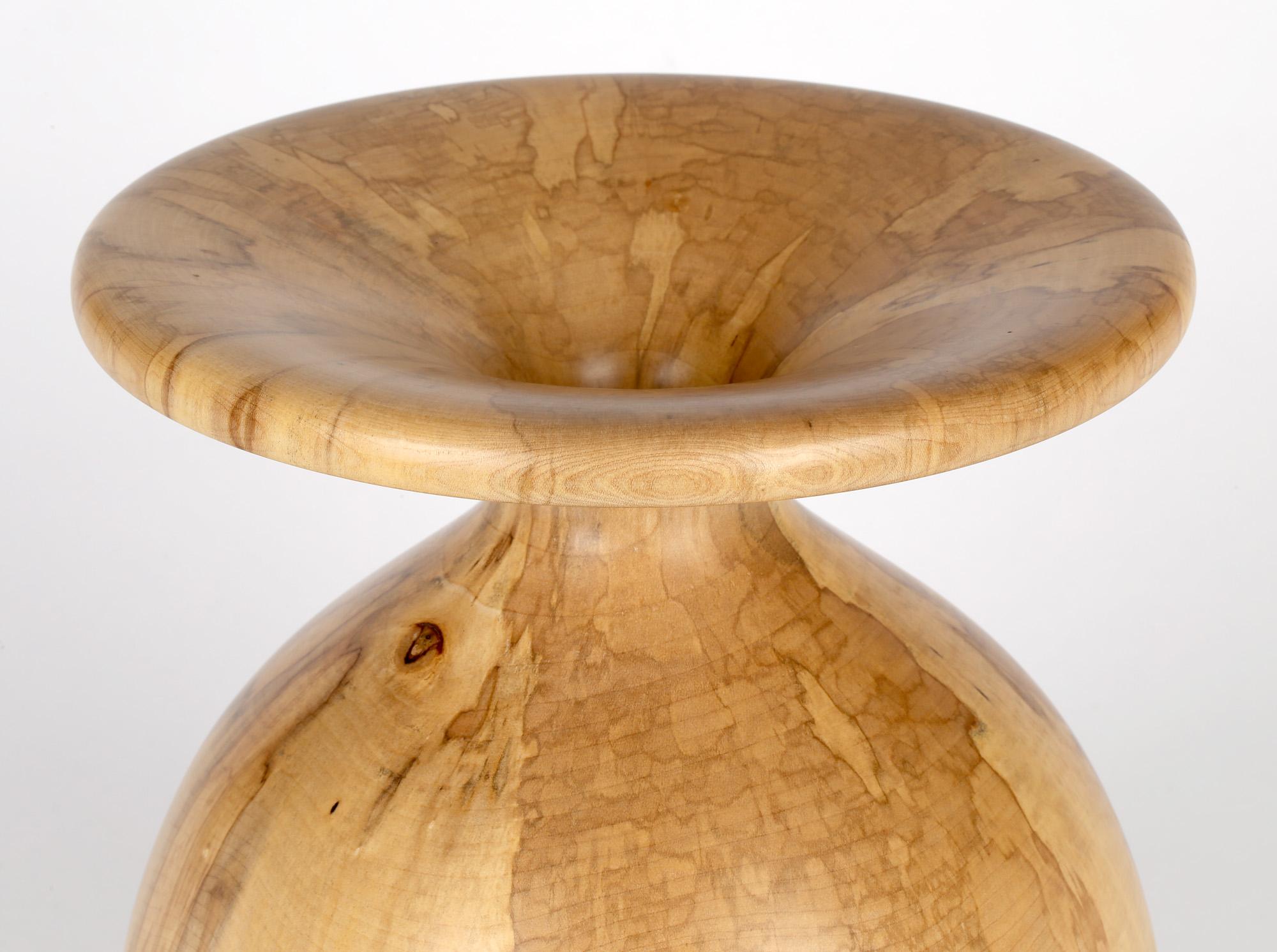 Richard Chapman English Large Hand Turned Spalted Sycamore Vase For Sale 1