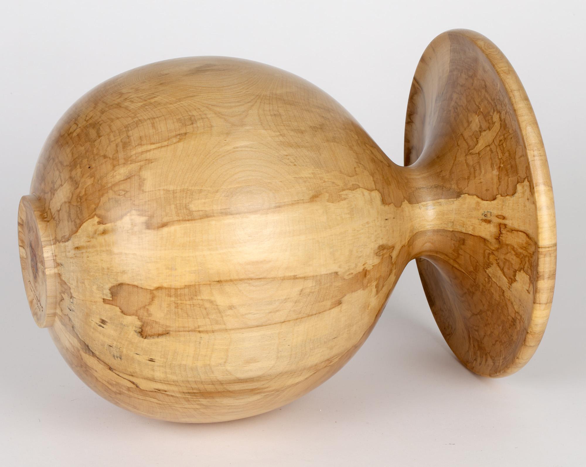 Richard Chapman English Large Hand Turned Spalted Sycamore Vase For Sale 2