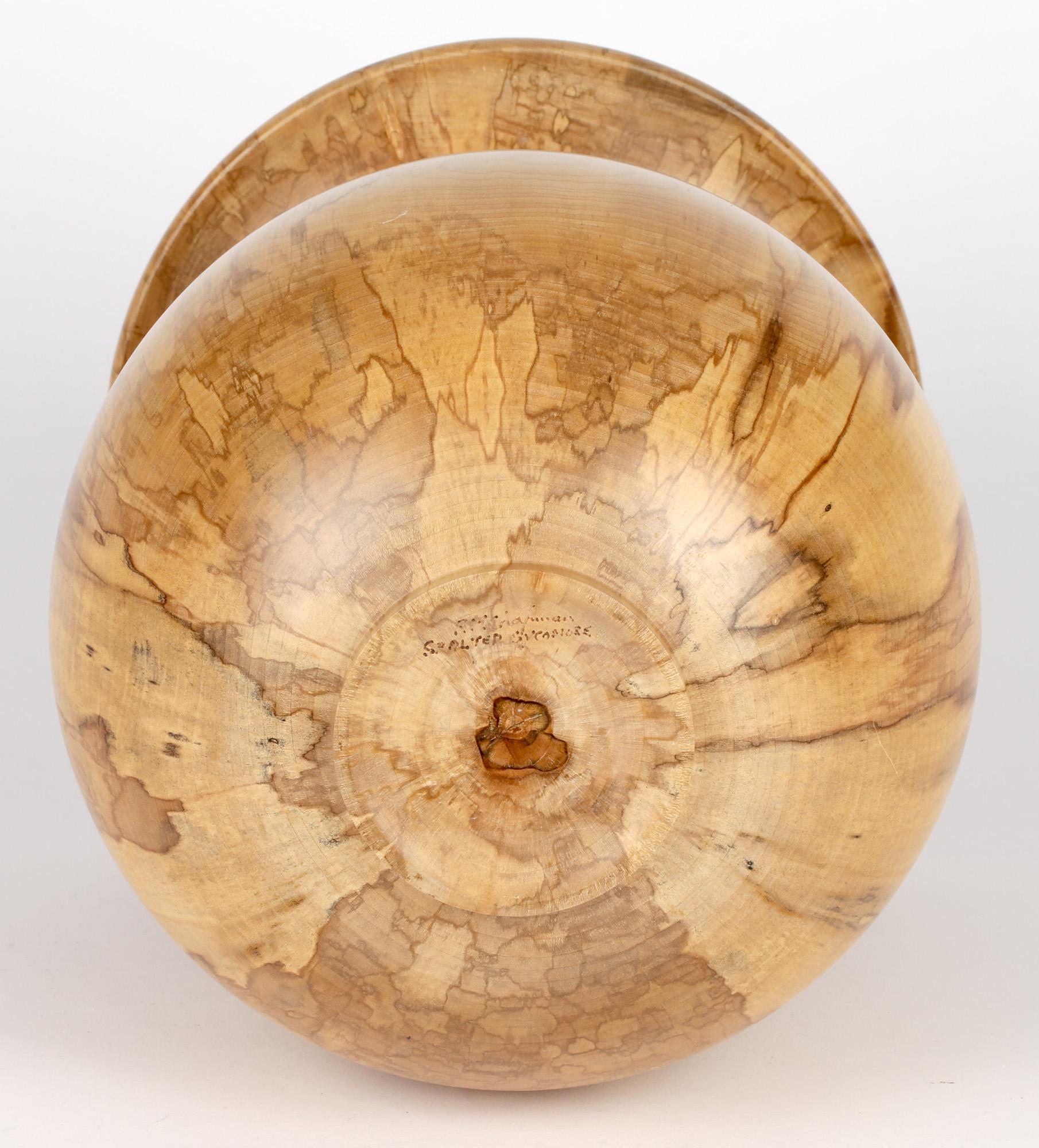 Richard Chapman English Large Hand Turned Spalted Sycamore Vase For Sale 3