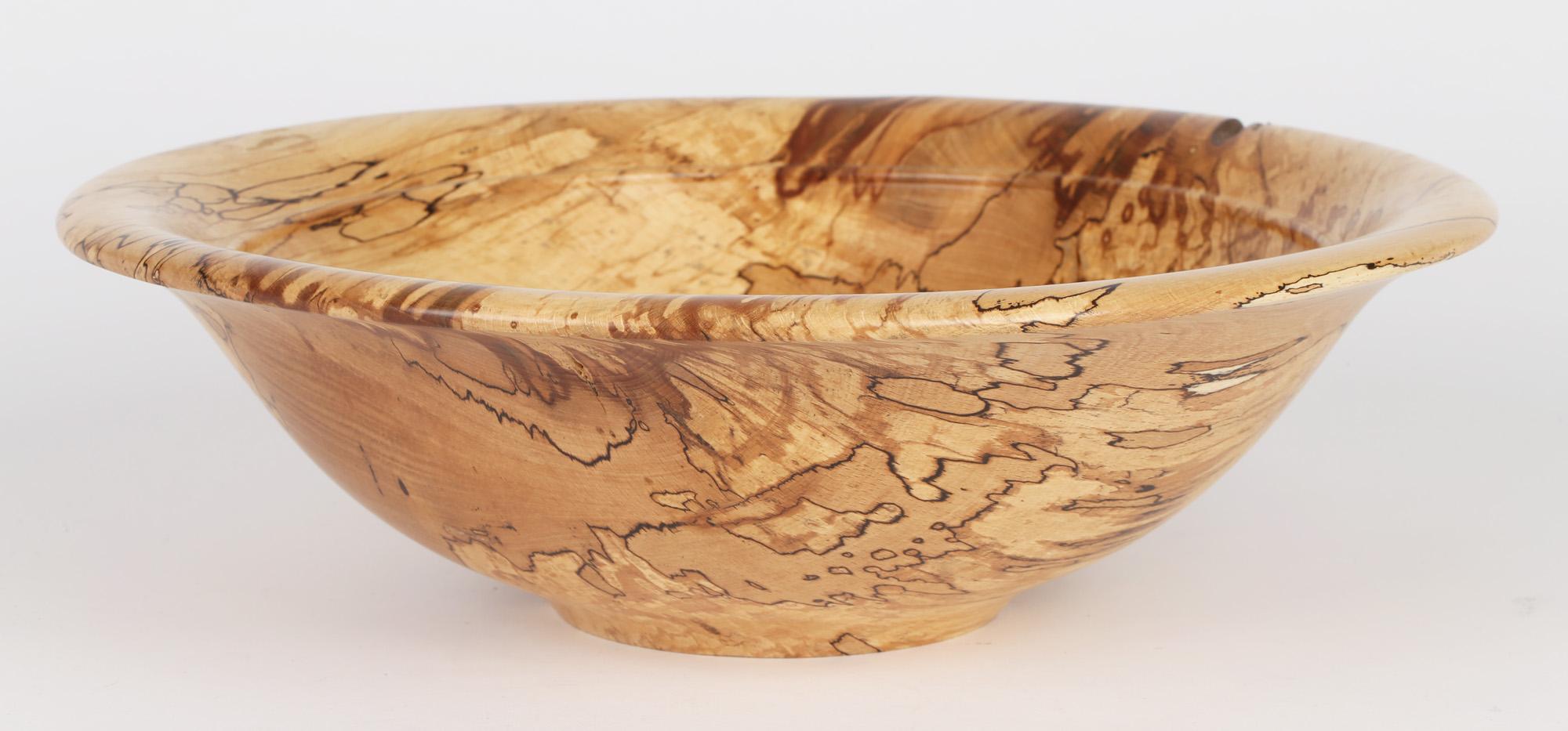 Hand-Crafted Richard Chapman Large English Hand Turned Spalted Beech Wood Bowl