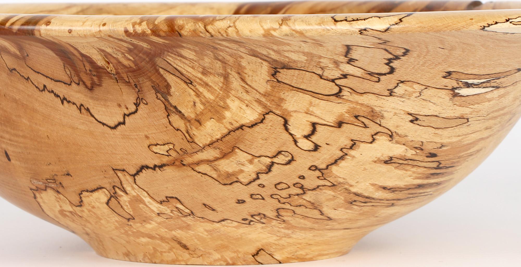 20th Century Richard Chapman Large English Hand Turned Spalted Beech Wood Bowl
