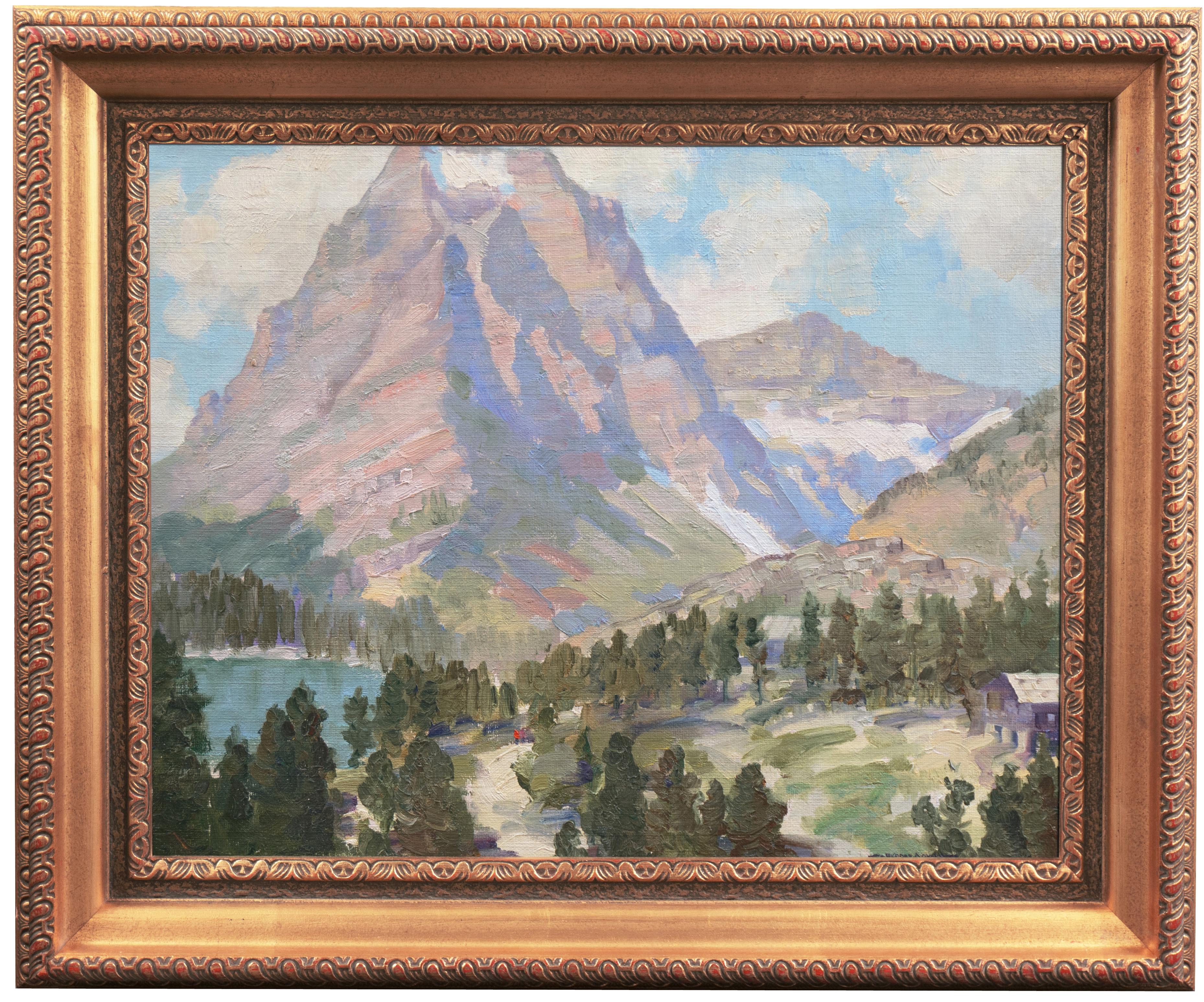 'High Sierras', California Mountain Lake Oil Landscape, Chicago Art Institute - Painting by Richard Chase