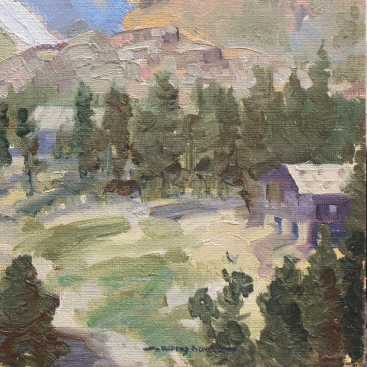 'High Sierras', Paisaje al óleo de un lago de montaña de California, Instituto de Arte de Chicago - Painting Impresionista de Richard Chase