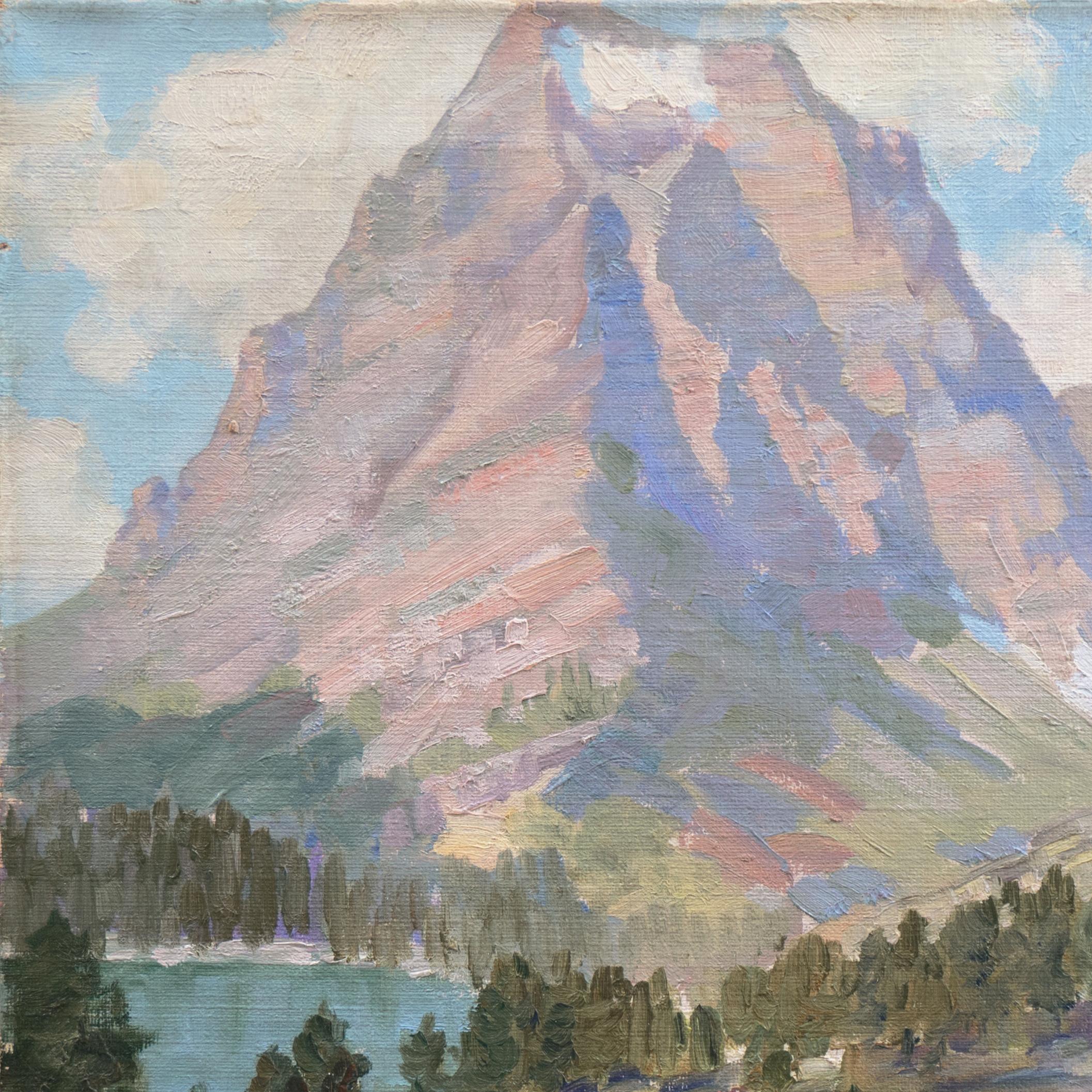 'High Sierras', California Mountain Lake Oil Landscape, Chicago Art Institute - Impressionist Painting by Richard Chase