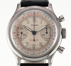 Richard Chronographe Men's Stainless Steel Manual Watch w/ Leather Band