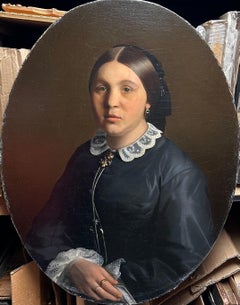 Antique Portrait of Woman with Jewelry