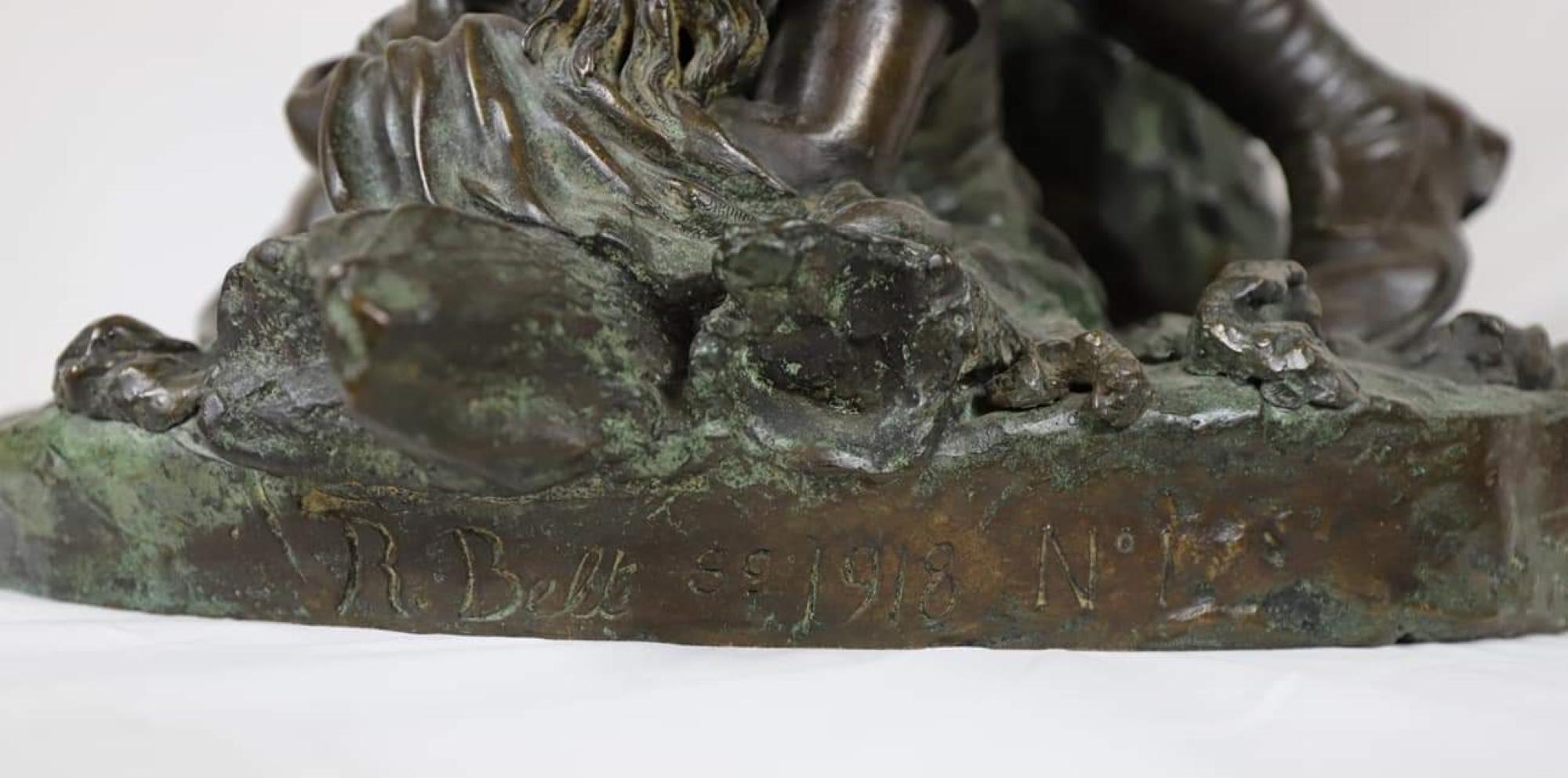 Casualties of War, 1918 Bronze by Richard Claude Belt, English Sculpture For Sale 5