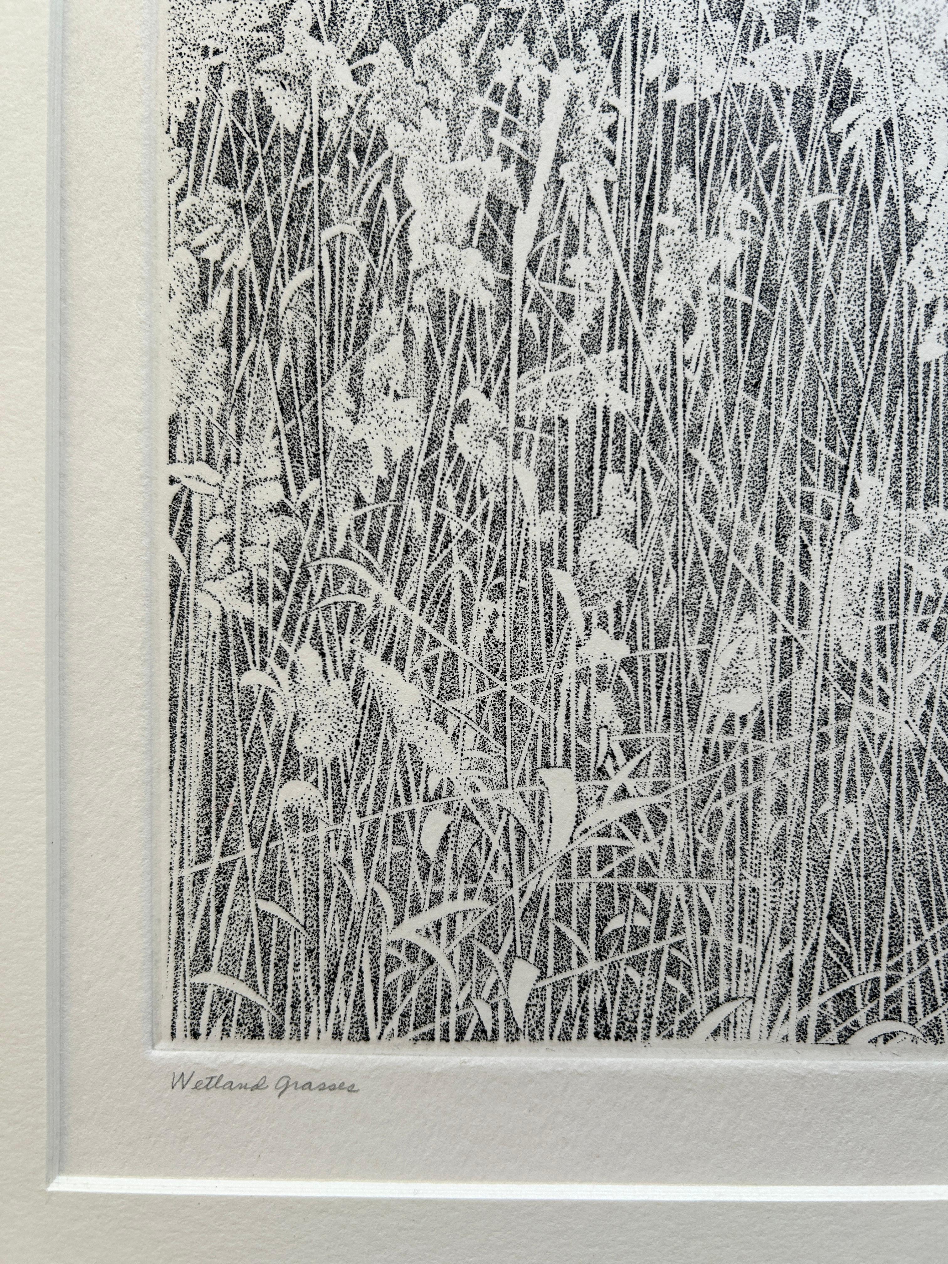 Richard Ziemann 'Wetland Grasses' Limited Edition Signed Etching Print - Gray Still-Life Print by Richard Claude Ziemann
