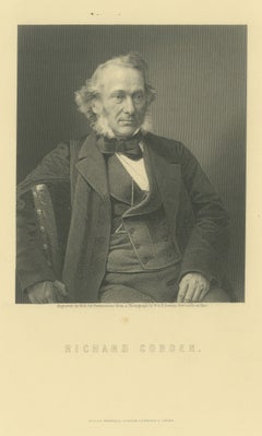 Richard Cobden, Free Trade Reformer, Antique Engraved Portrait