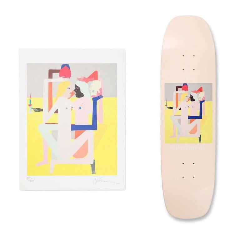 "Two Heads and One Candle" art print, signed and numbered with skatedeck - Print by Richard Colman