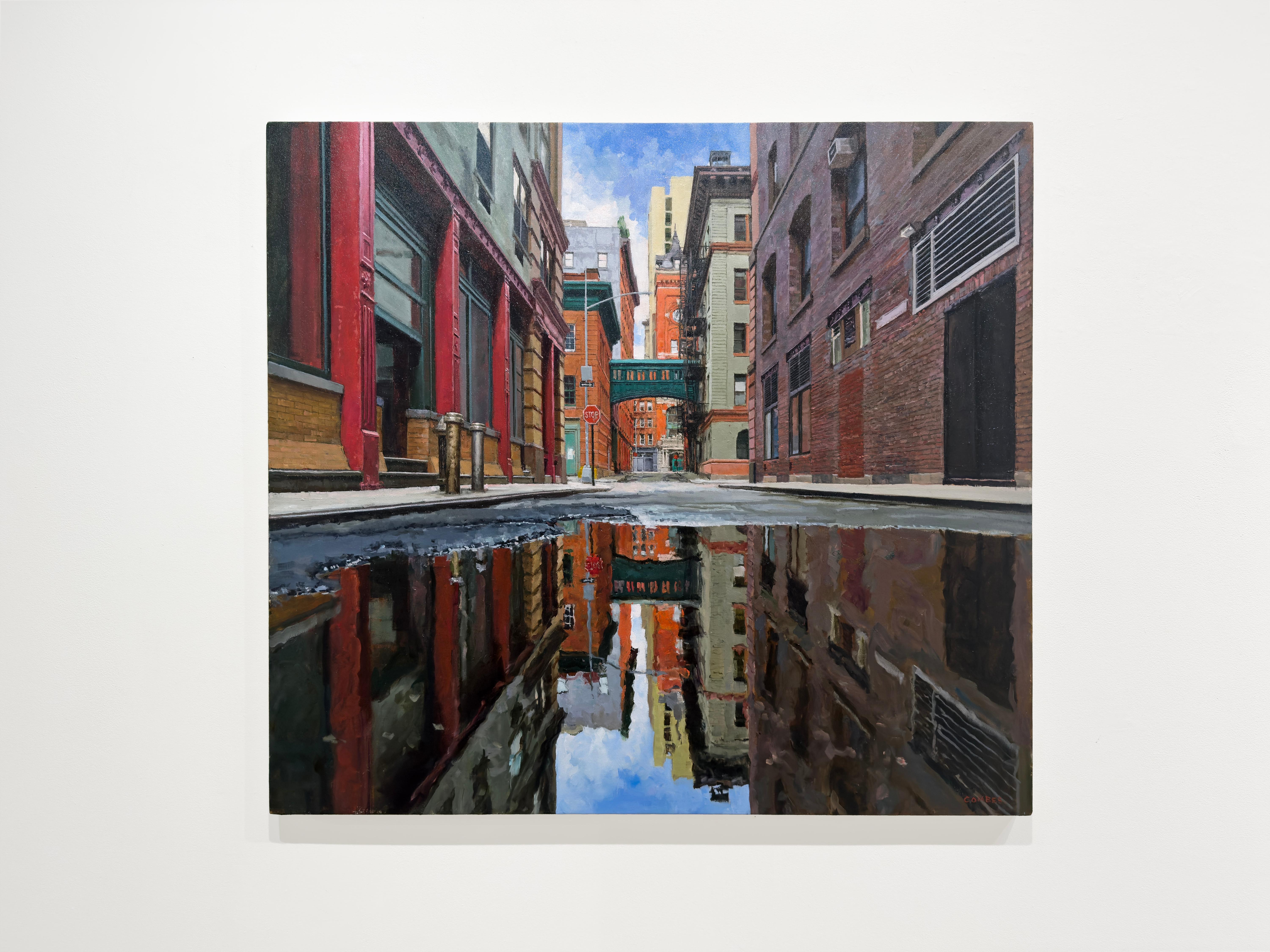 AFTER THE OVERNIGHT RAIN - New York City, Cityscape, Realism - Painting by Richard Combes