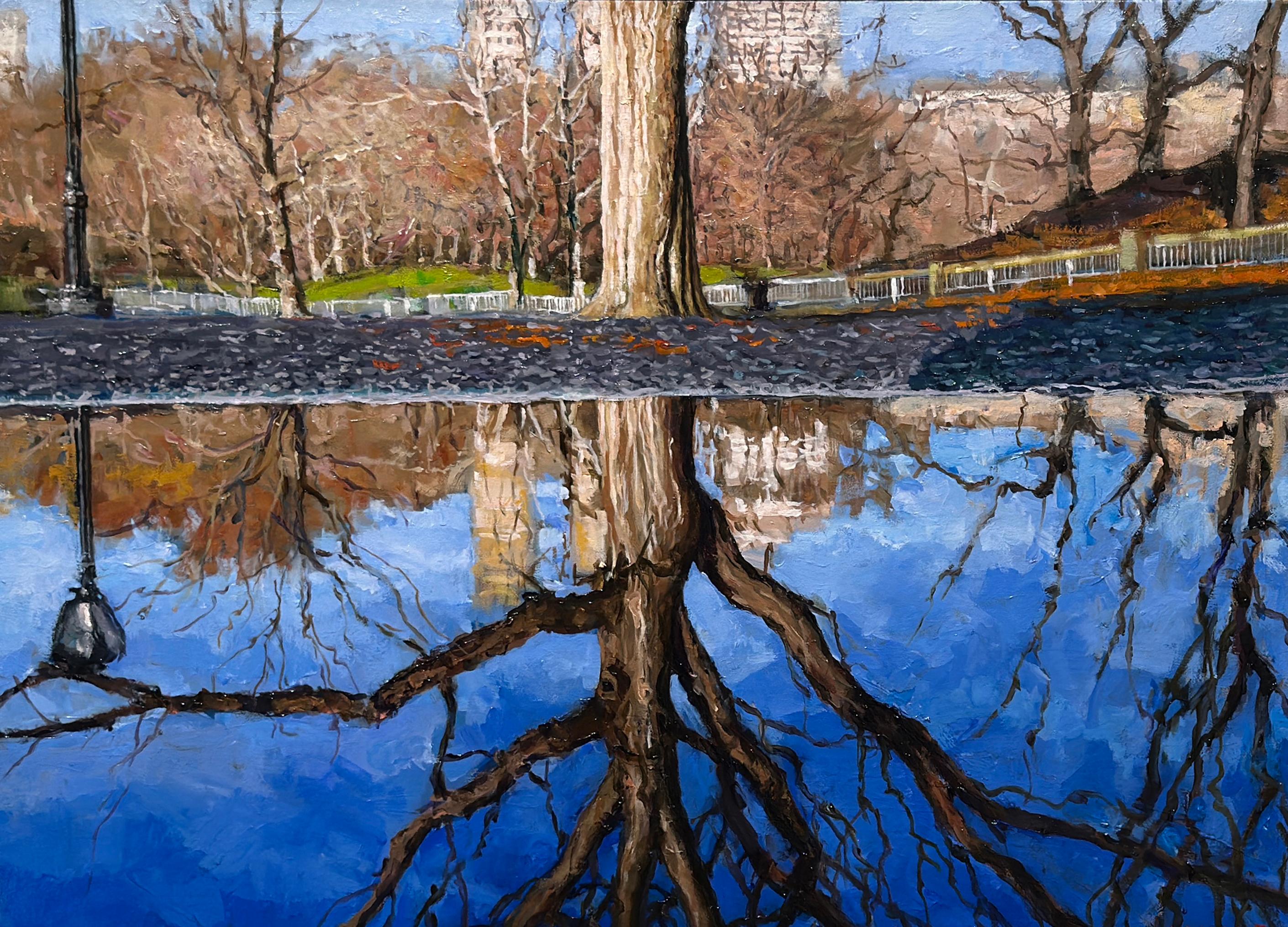 Richard Combes Landscape Painting - CENTRAL PARK REFLECTION - Contemporary Realism / New York City Landscape