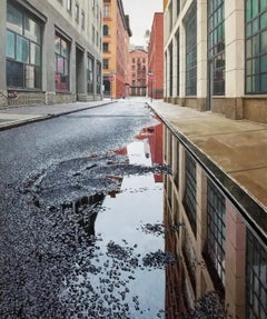 COLLISTER STREET AFTER THE RAIN, academic realism, cityscapes, rainy day, nyc