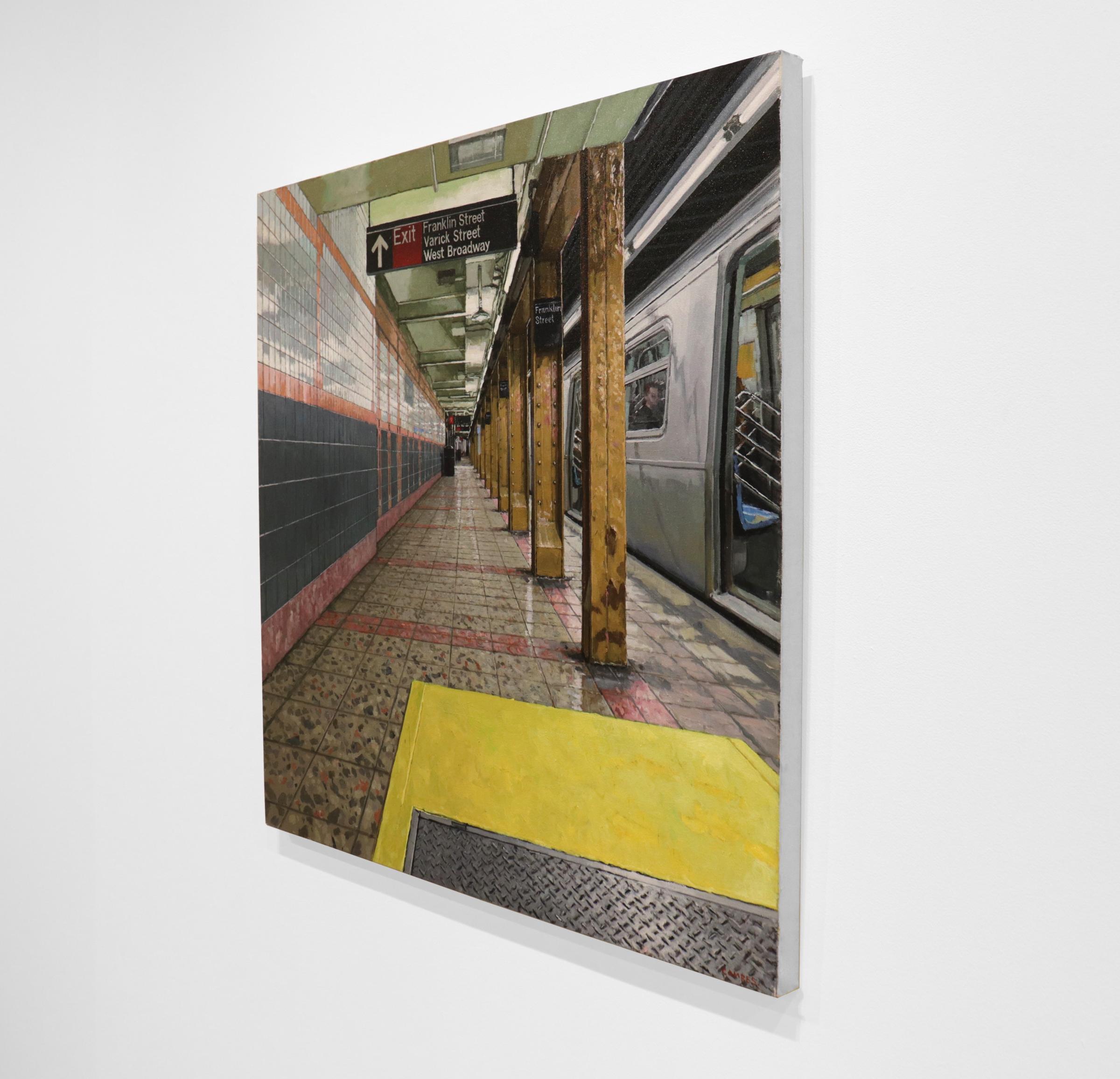 CONVERGENCE - Realism / New York City / Subway  - Contemporary Painting by Richard Combes