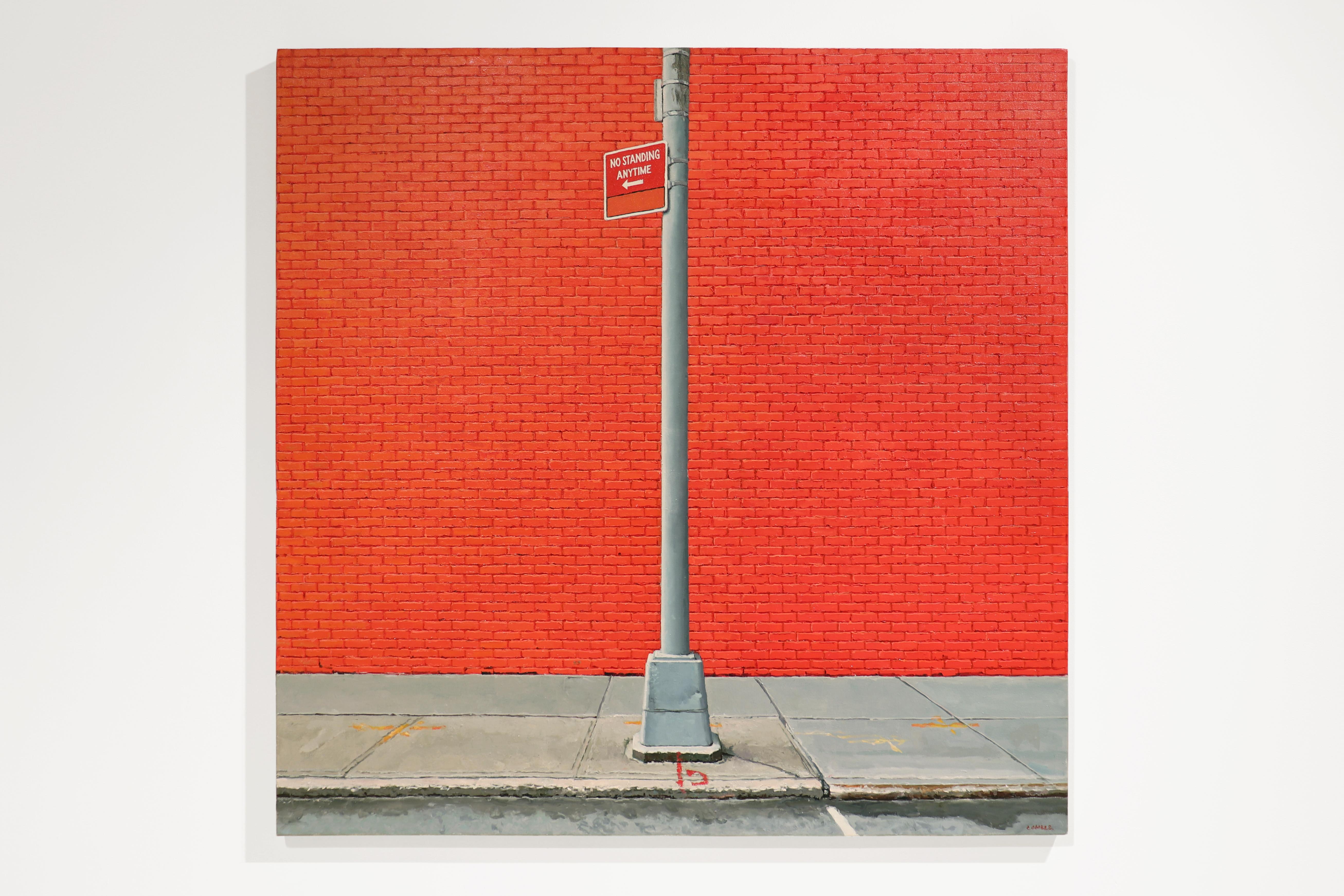 DUMBO WALL - Contemporary Realism / City Architecture / Brooklyn / Red - Painting by Richard Combes