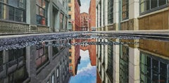 EARLY MORNING COLLISTER STREET - Contemporary painting / NYC Exterior / Realism