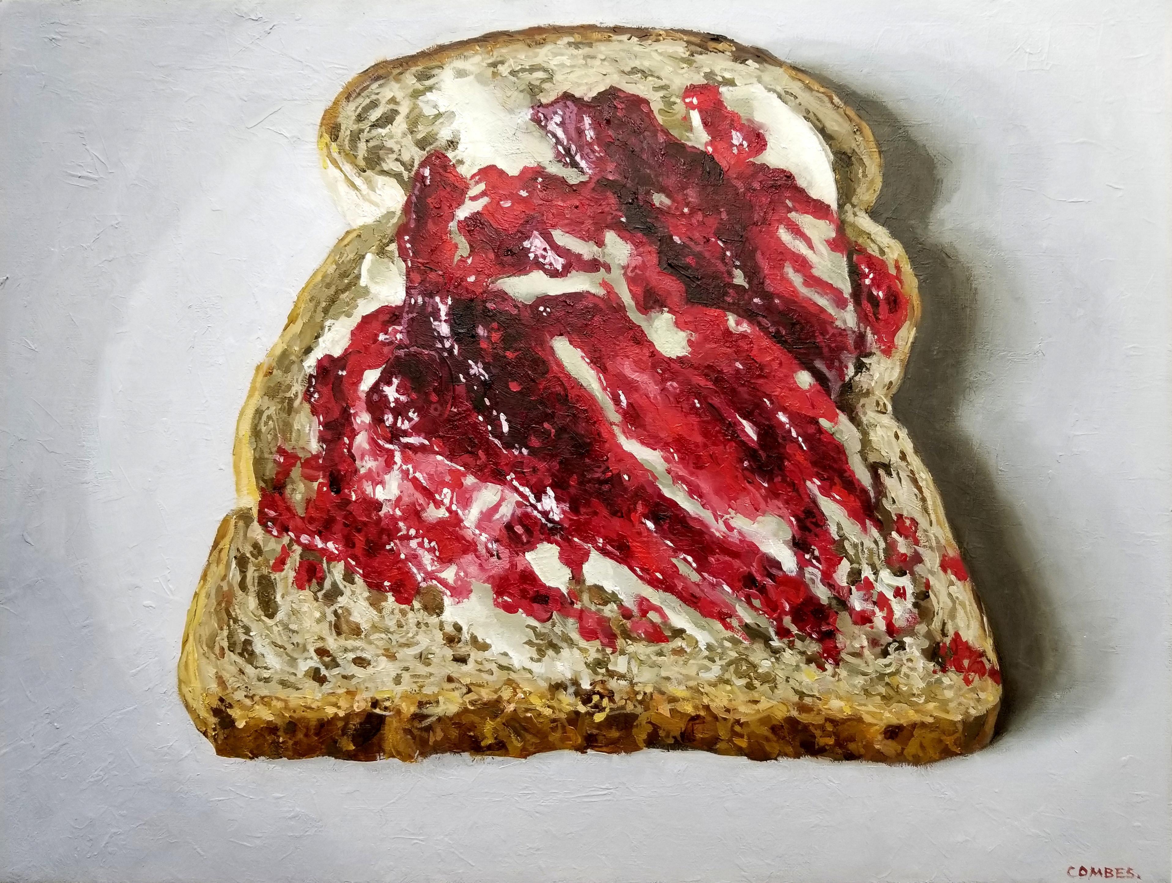 Richard Combes Still-Life Painting - JAM ON BREAD - Food Still Life / Pop Art / Photorealism / Kitchen
