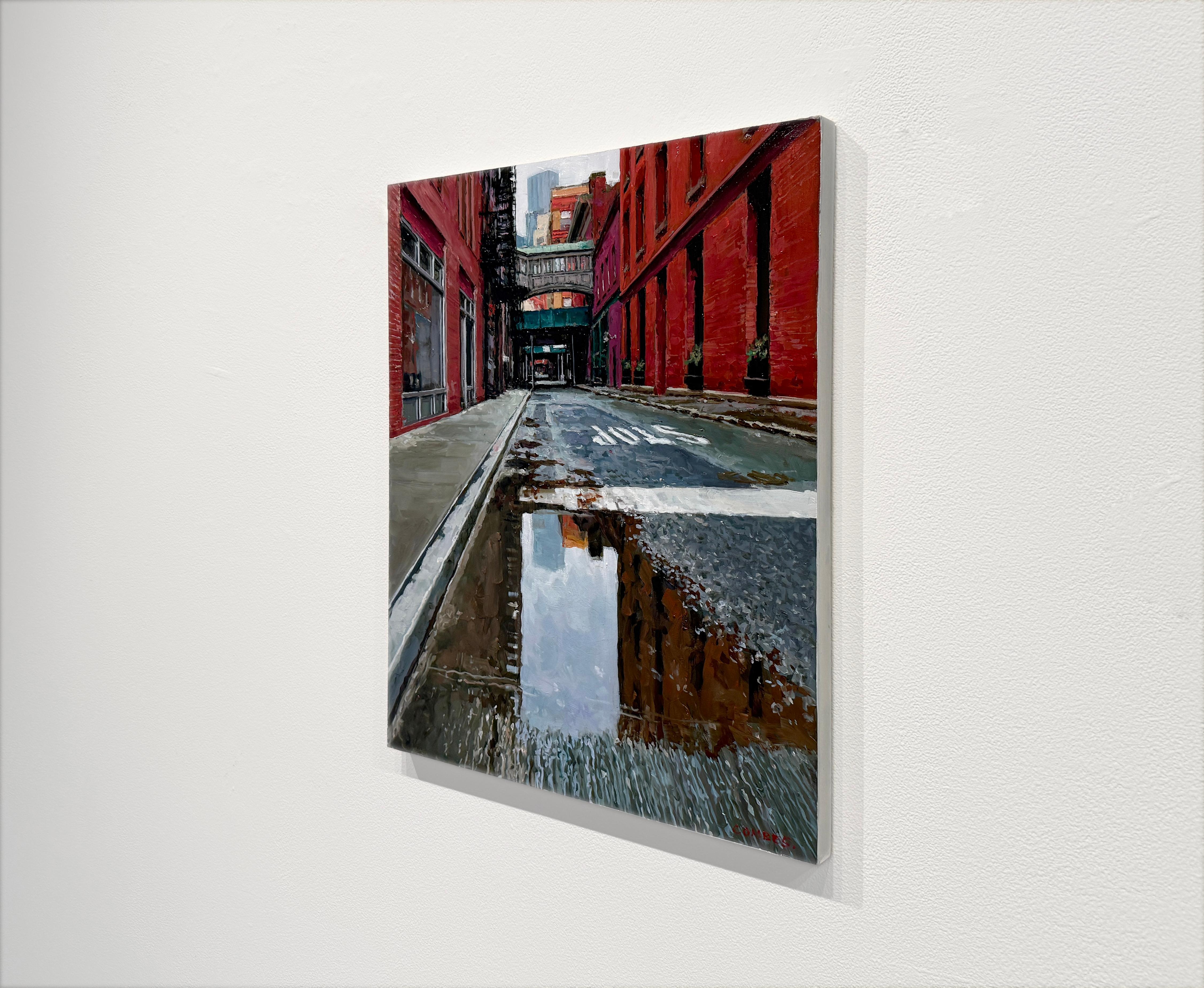 LOWER MANHATTAN APRÈS LA PLUIE - Paysage urbain, Réalisme, New York City - Contemporain Painting par Richard Combes