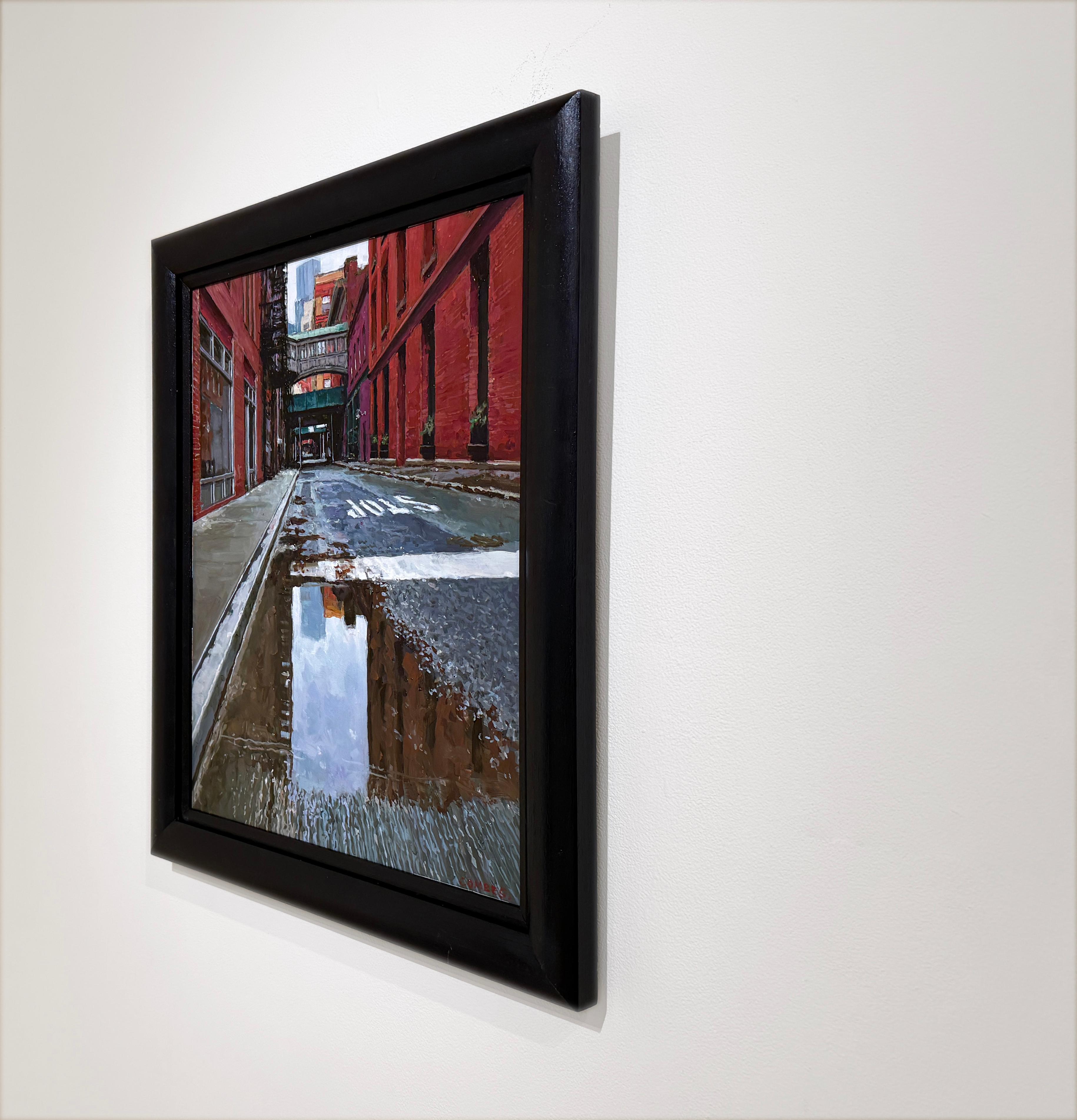 LOWER MANHATTAN AFTER THE RAIN - Stadtbild, Realismus, New York City (Zeitgenössisch), Painting, von Richard Combes