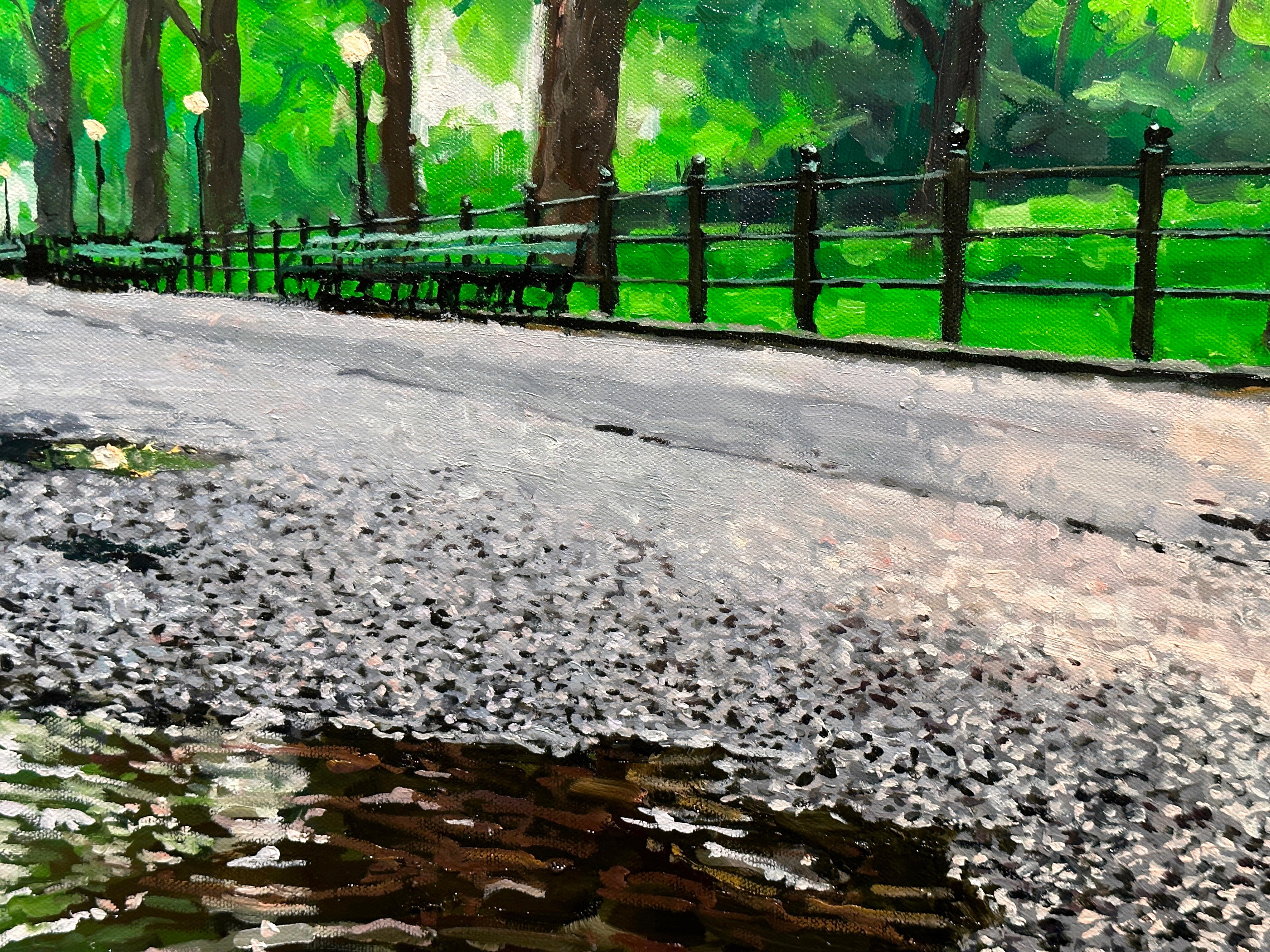 MORNING RAINFALL CENTRAL PARK - Landscape / Contemporary Realism / Water For Sale 1