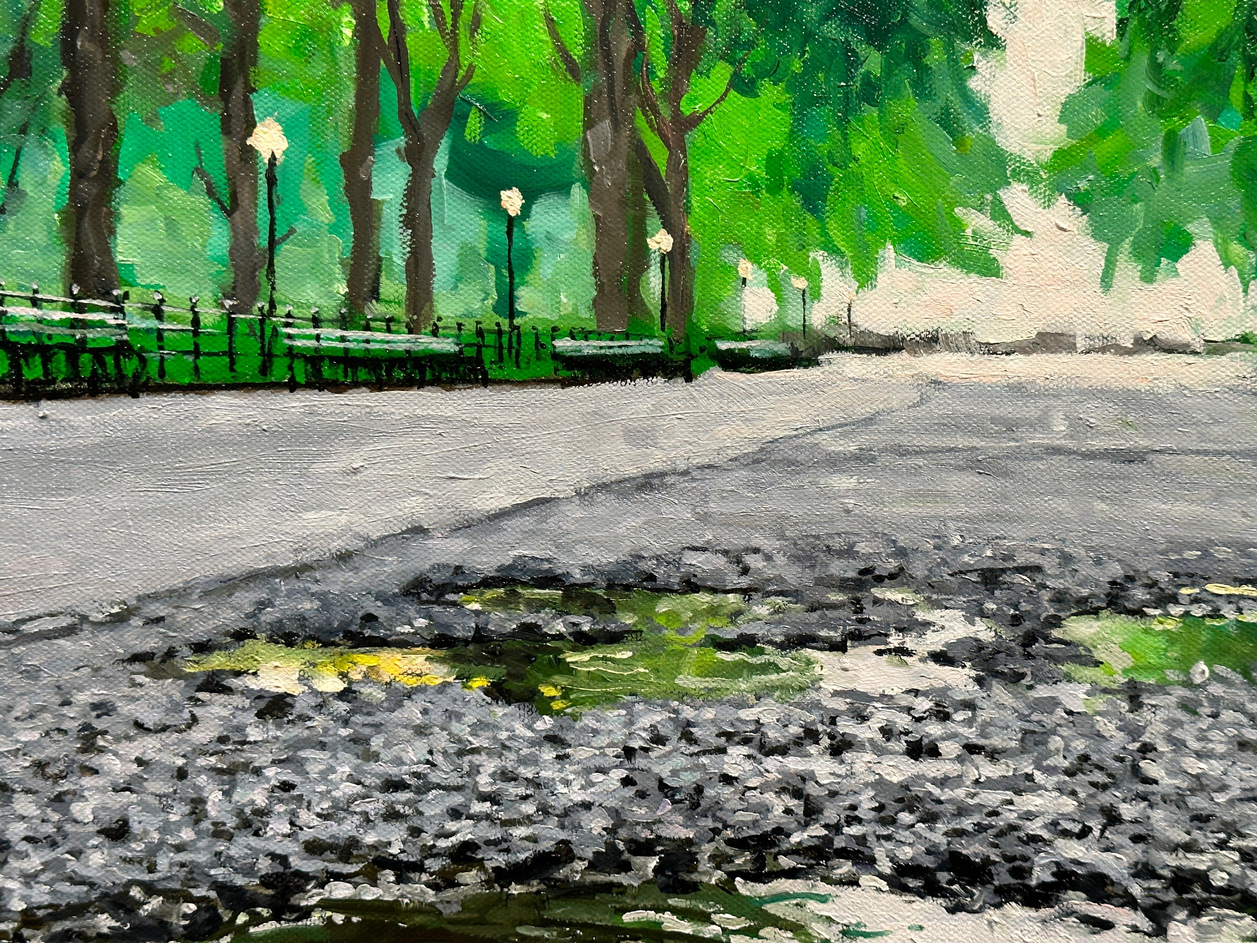 MORNING RAINFALL CENTRAL PARK - Landscape / Contemporary Realism / Water For Sale 2