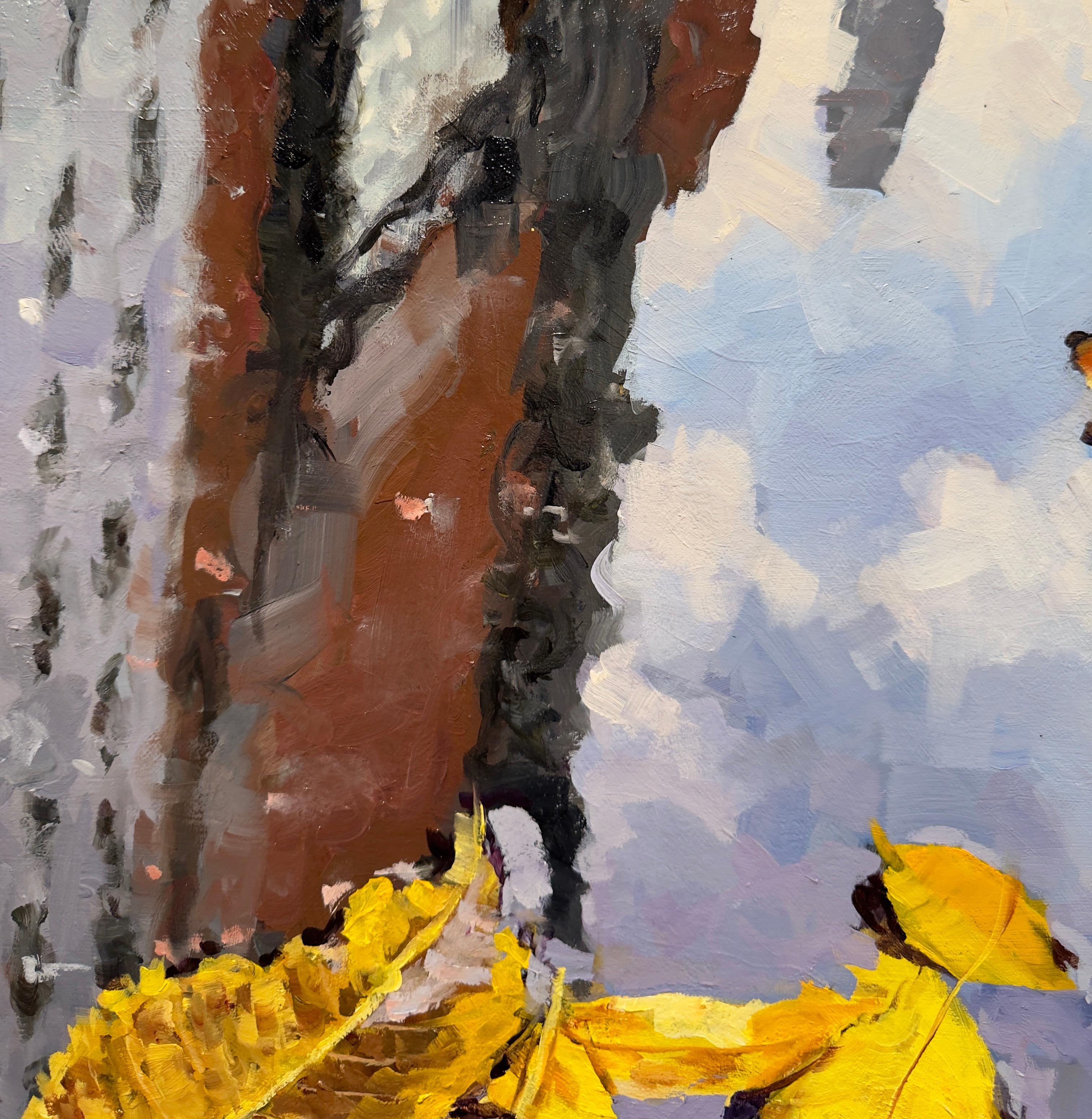 REFLECTION CENTRAL PARK SOUTH - Contemporary Realism / New York Citys / Autumn For Sale 3