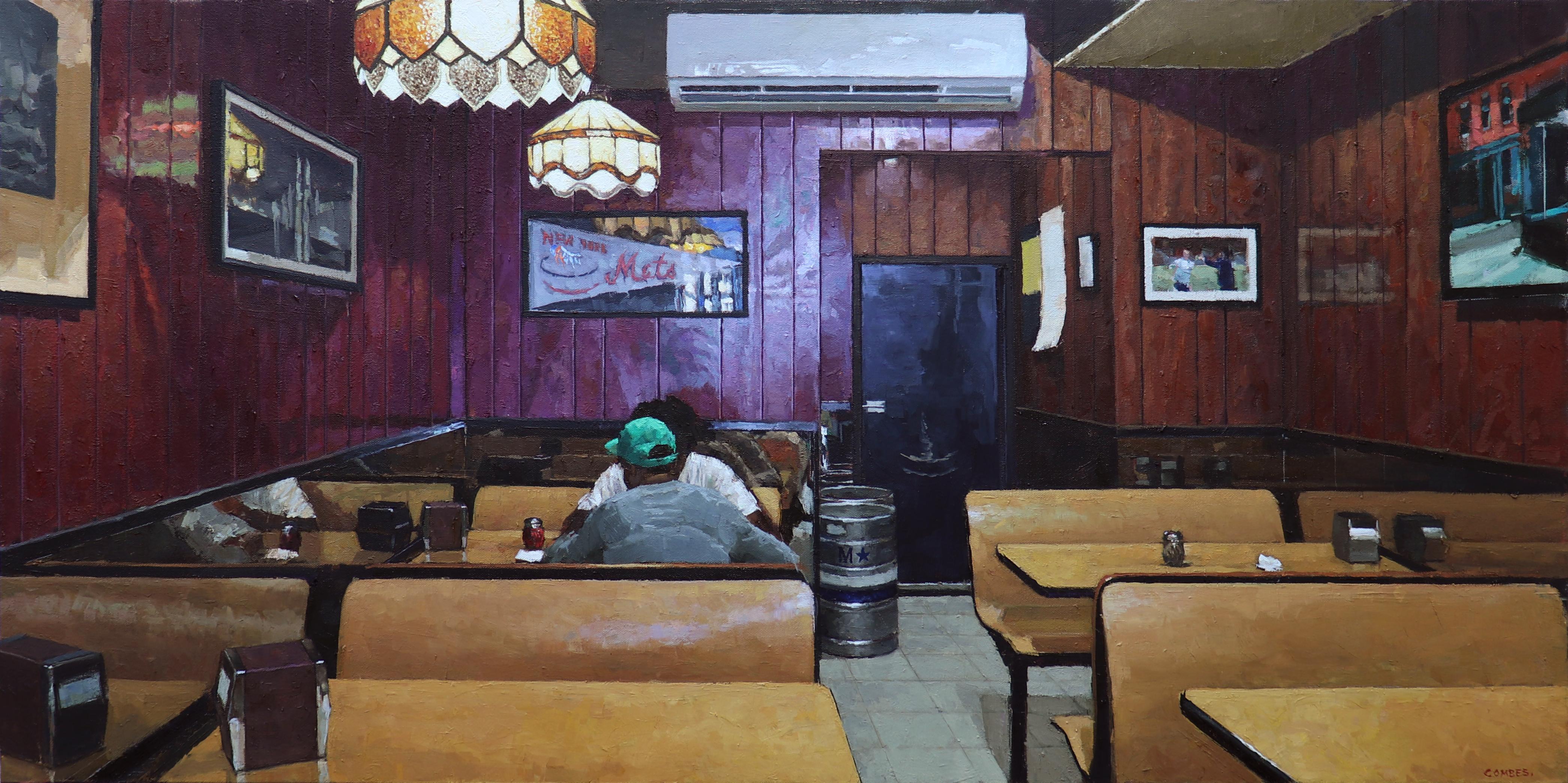 Scarr's Pizzeria, Contemporary Realism, Interior, Architecture, Figurative, NYC - Painting by Richard Combes