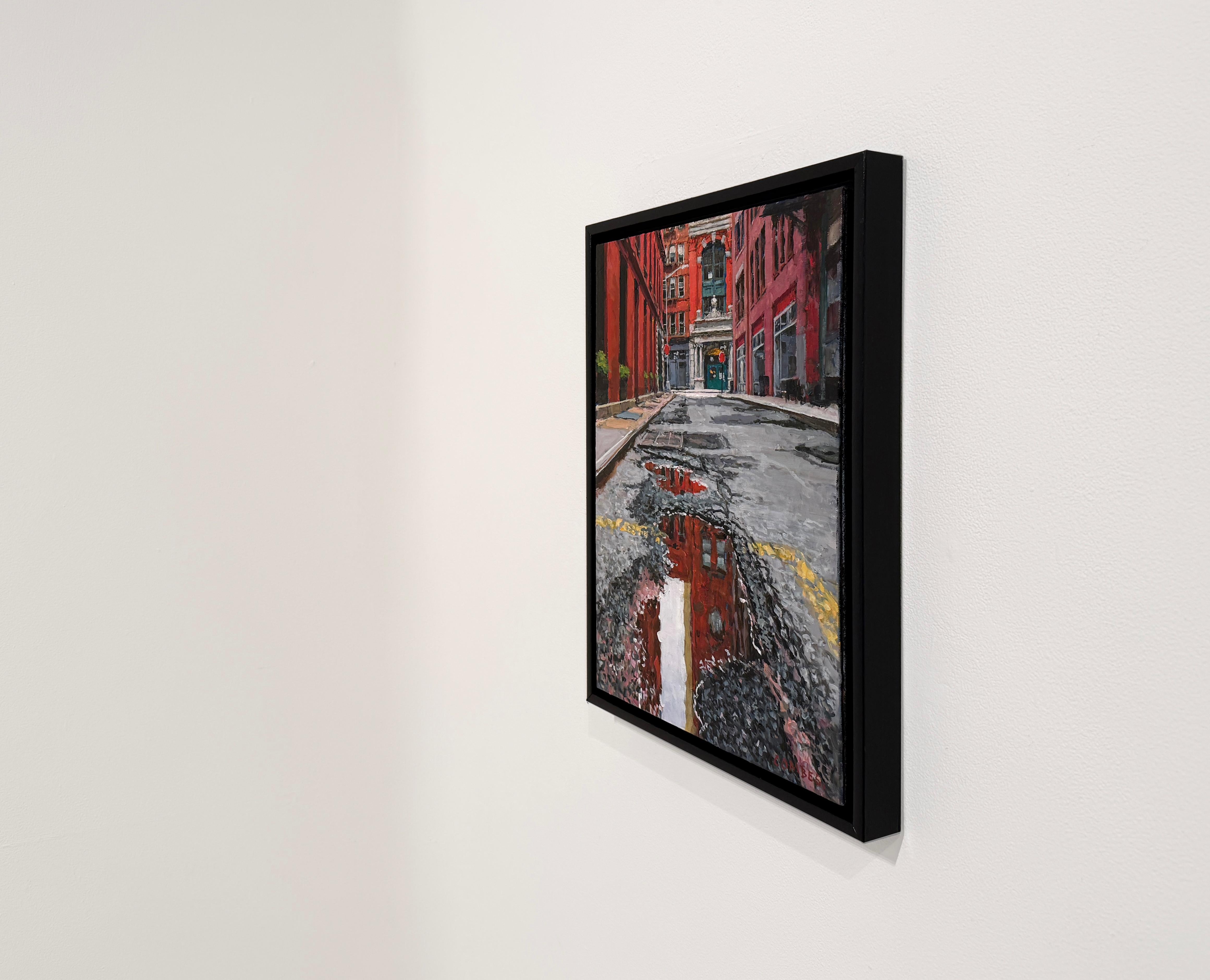 STAPLE STREET LOOKING NORTH - Stadtbild, Realismus, New York City (Zeitgenössisch), Painting, von Richard Combes