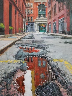 STAPLE STREET LOOKING NORTH - Cityscape, Realism, New York City