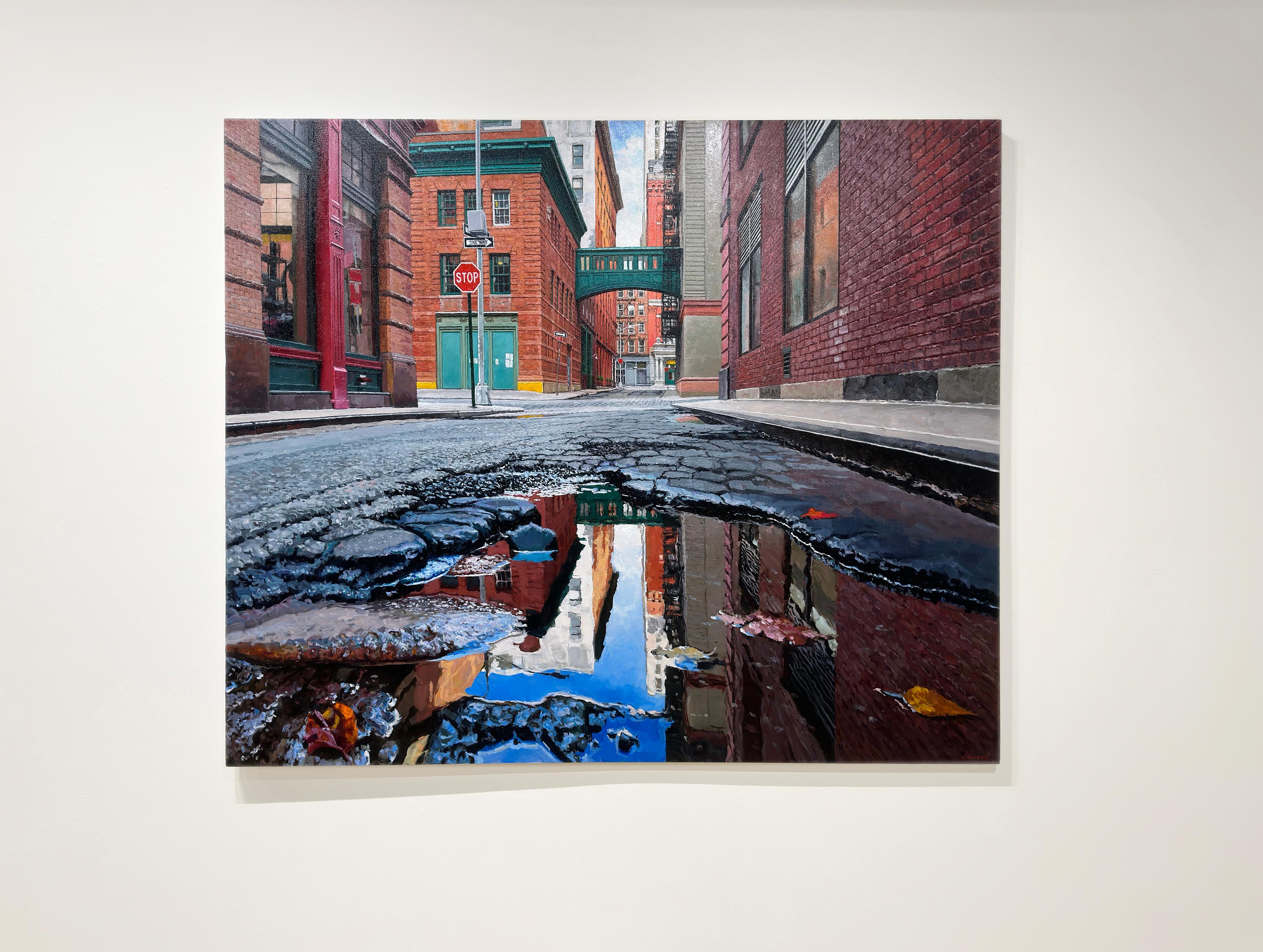 THE DESERTED STREET - Contemporary Cityscape / Realism / New York City  - Painting by Richard Combes